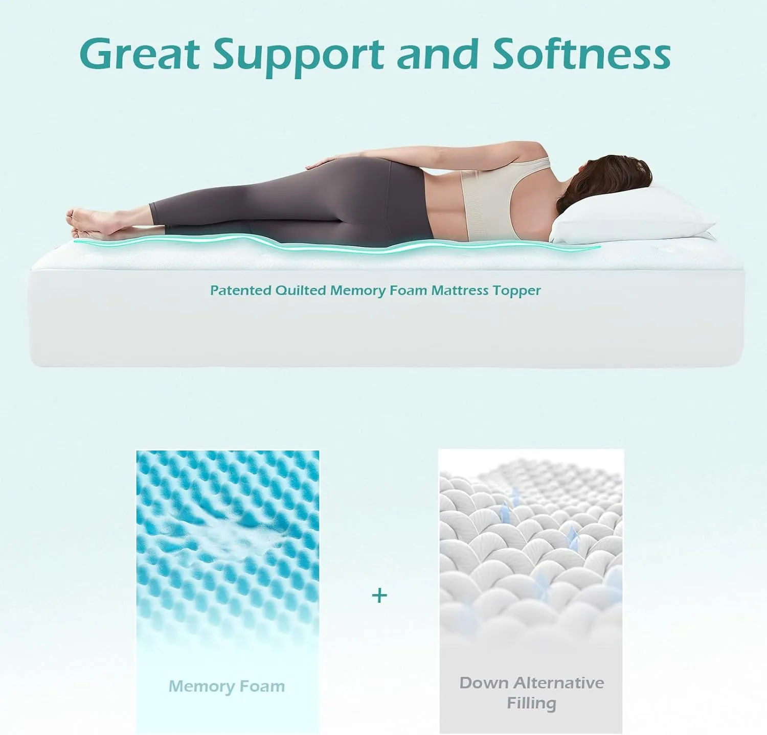 Hansleep Memory Foam Mattress Topper Twin, Pillow Top Mattress Pad Twin Viscose Derived from Bamboo with Deep Pocket, Breathable Mattress Topper for Back Pain Relief, 39" x 75", White