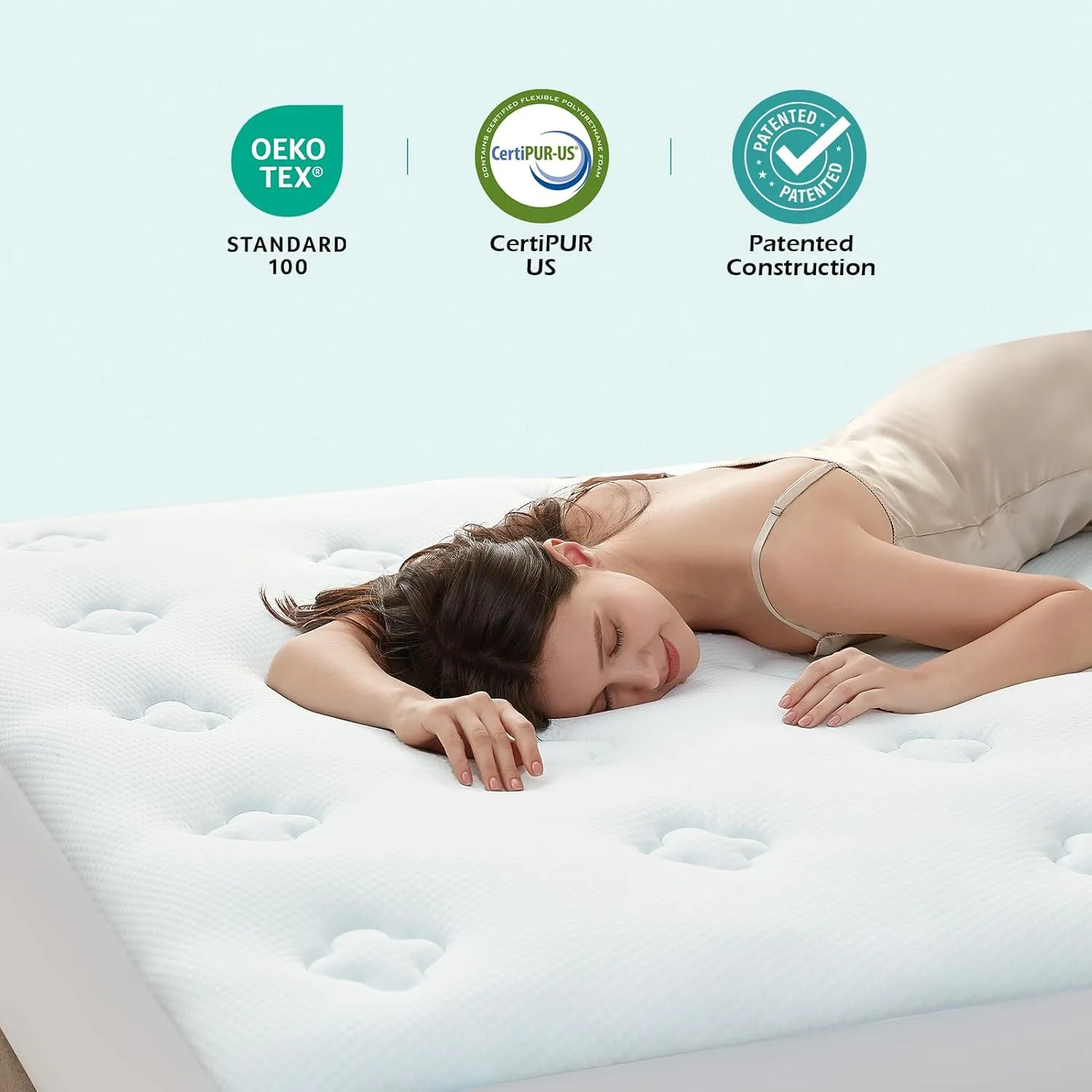 Hansleep Memory Foam Mattress Topper Twin, Pillow Top Mattress Pad Twin Viscose Derived from Bamboo with Deep Pocket, Breathable Mattress Topper for Back Pain Relief, 39" x 75", White