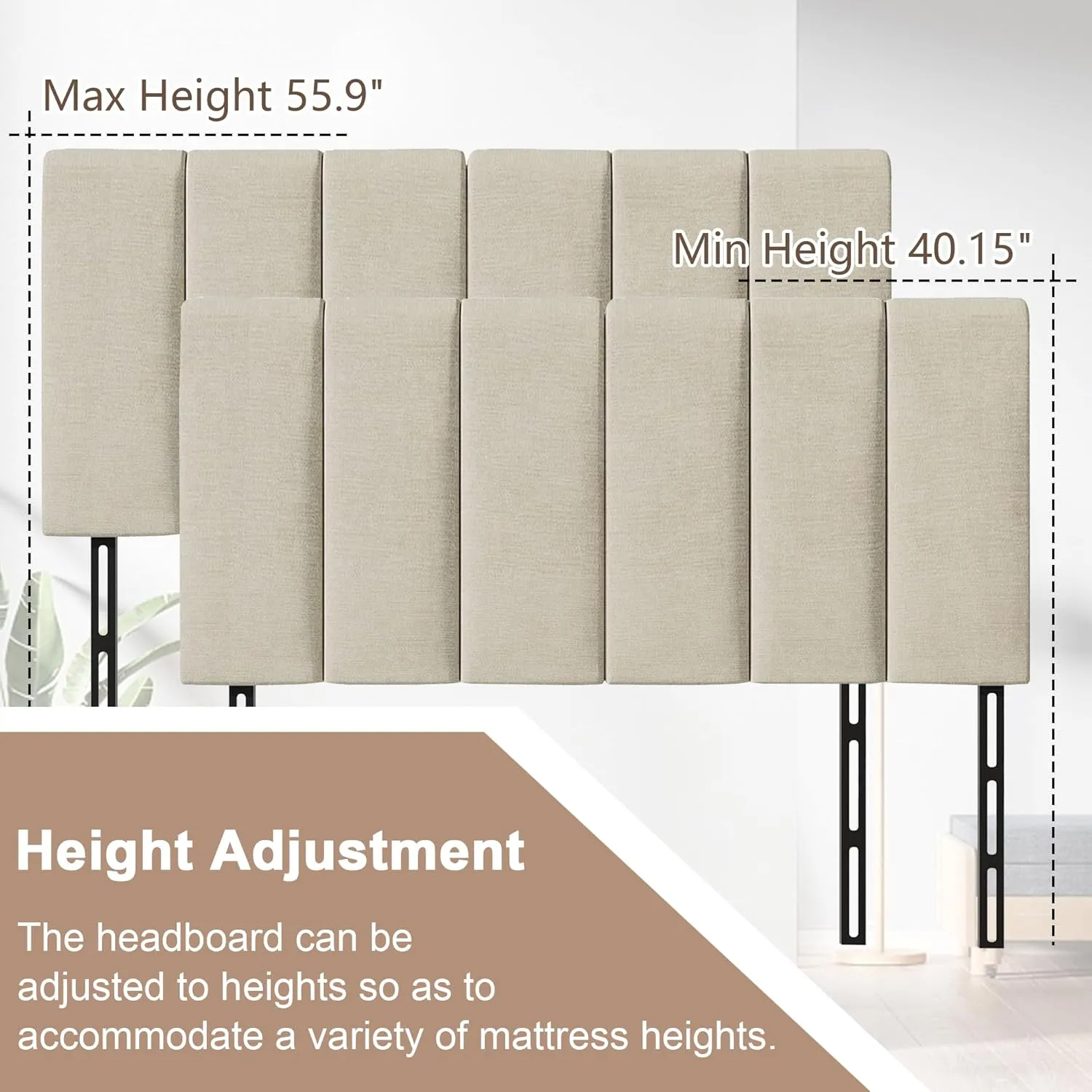 HAOBO Home Upholstered Headboards Foldable Queen/Full Linen Panels with Height Adjustments