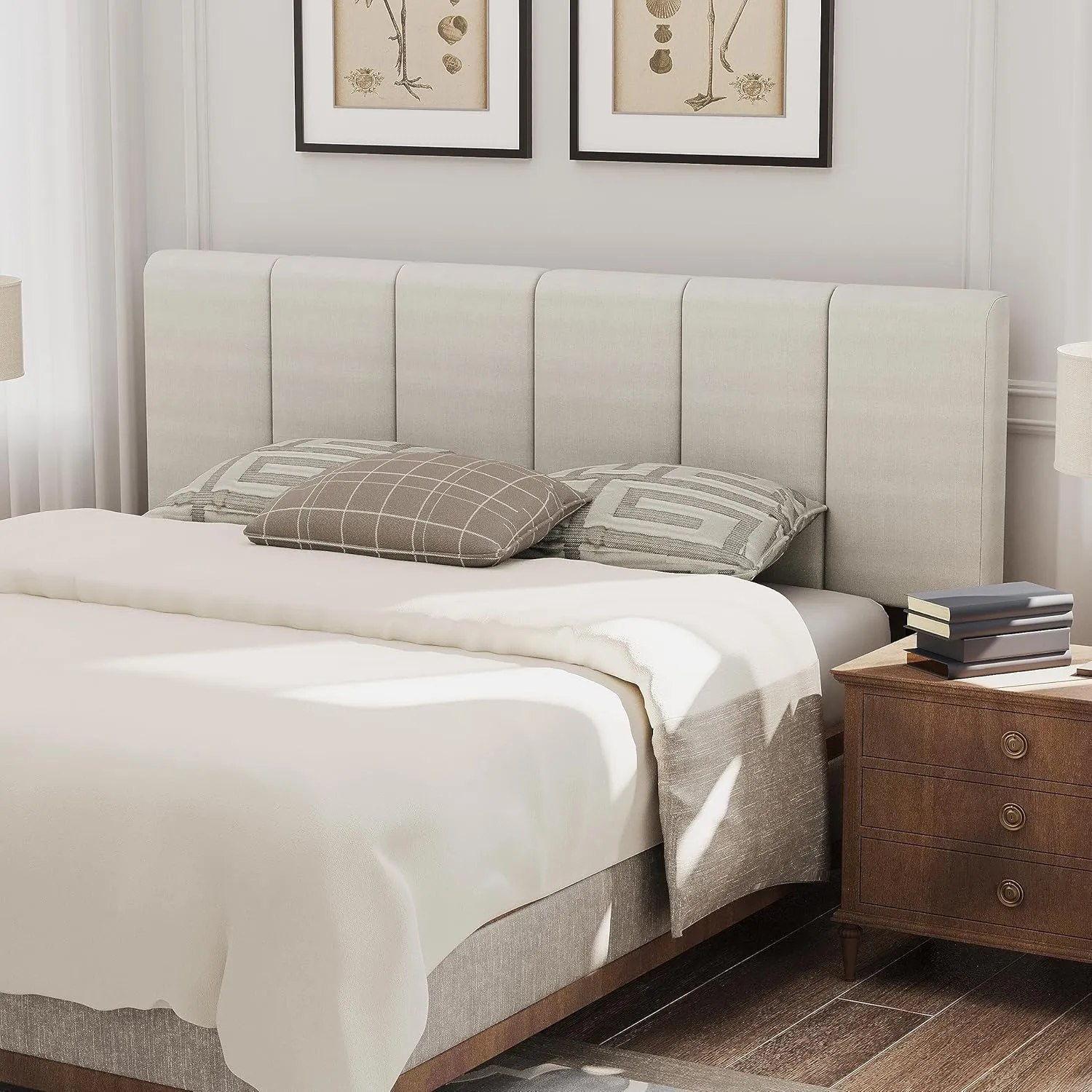 HAOBO Home Upholstered Headboards Foldable Queen/Full Linen Panels with Height Adjustments