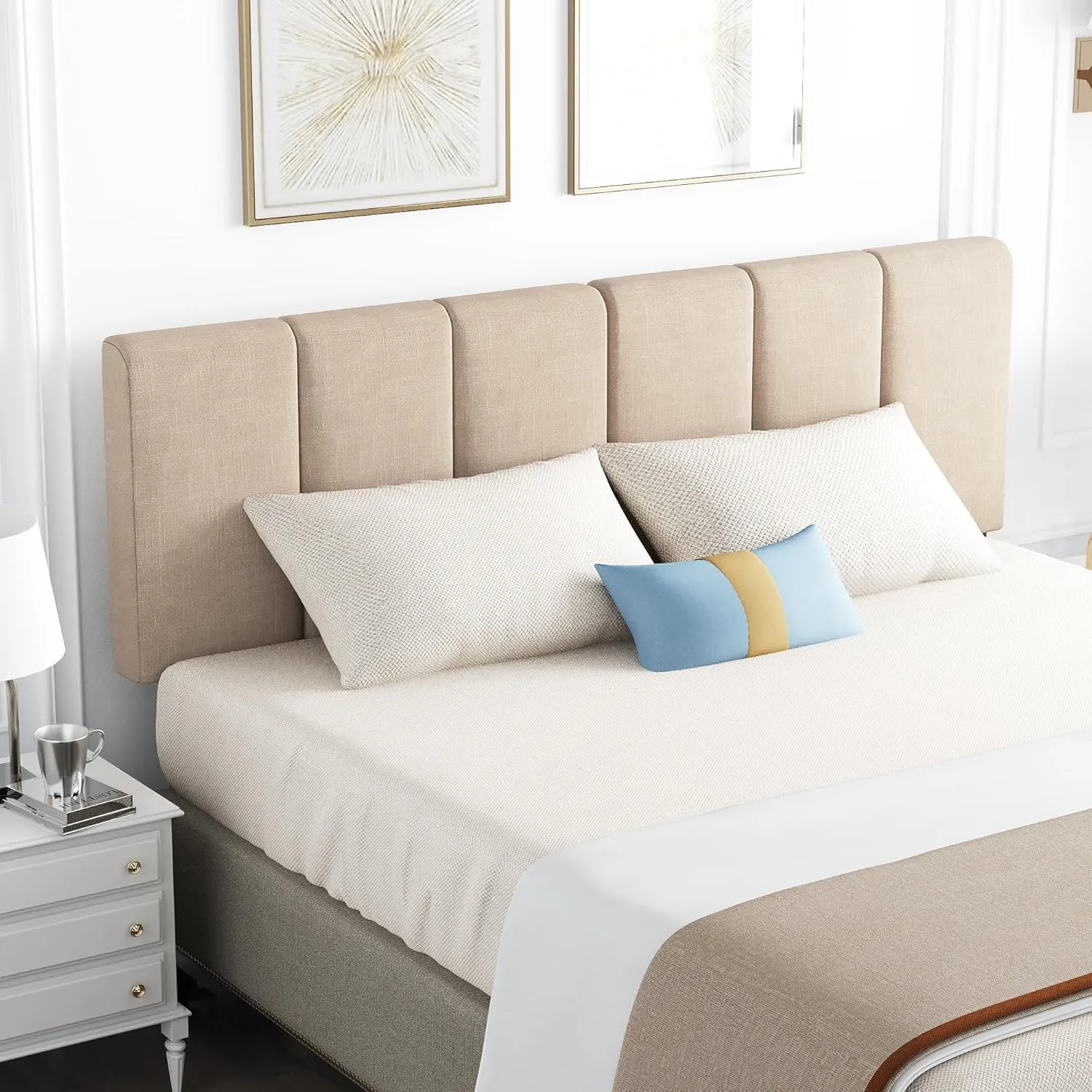 HAOBO Home Upholstered Headboards Foldable Queen/Full Linen Panels with Height Adjustments