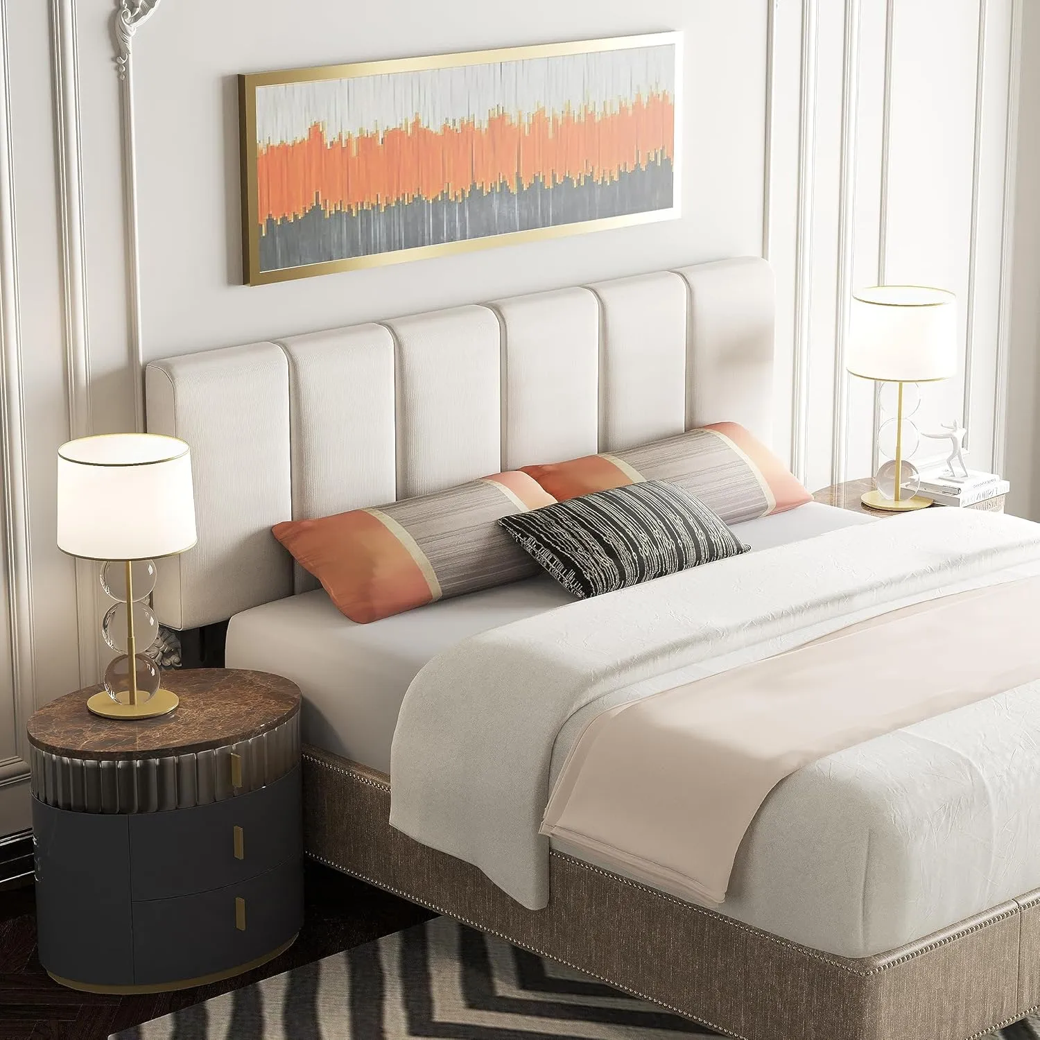 HAOBO Home Upholstered Headboards Foldable Queen/Full Linen Panels with Height Adjustments