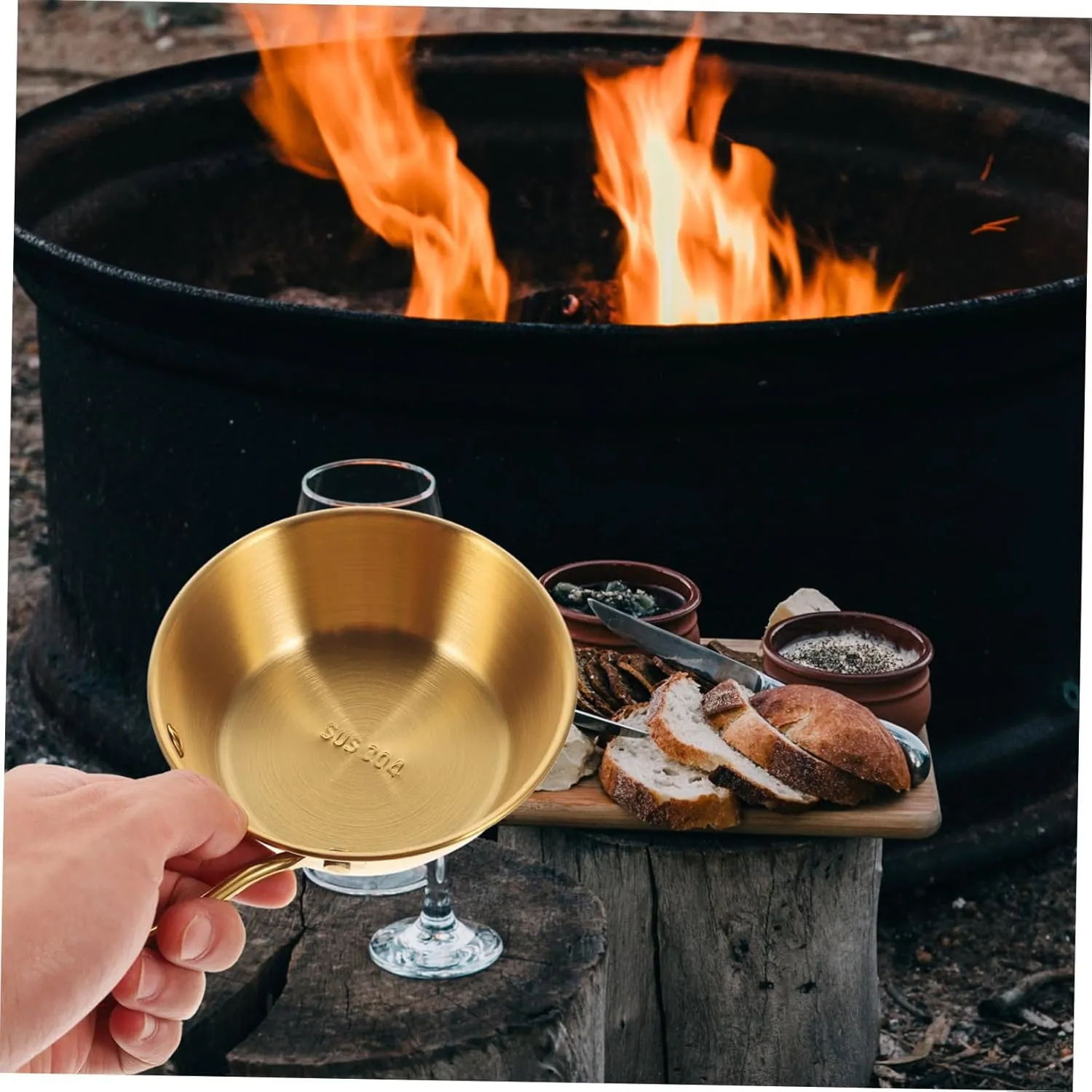 Happyyami Stainless Steel Water Bowls 2pcs Collapsible Camping Bowl Enamel Camping Dishes Multi-function Drinking Cup Easy Outdoor Use