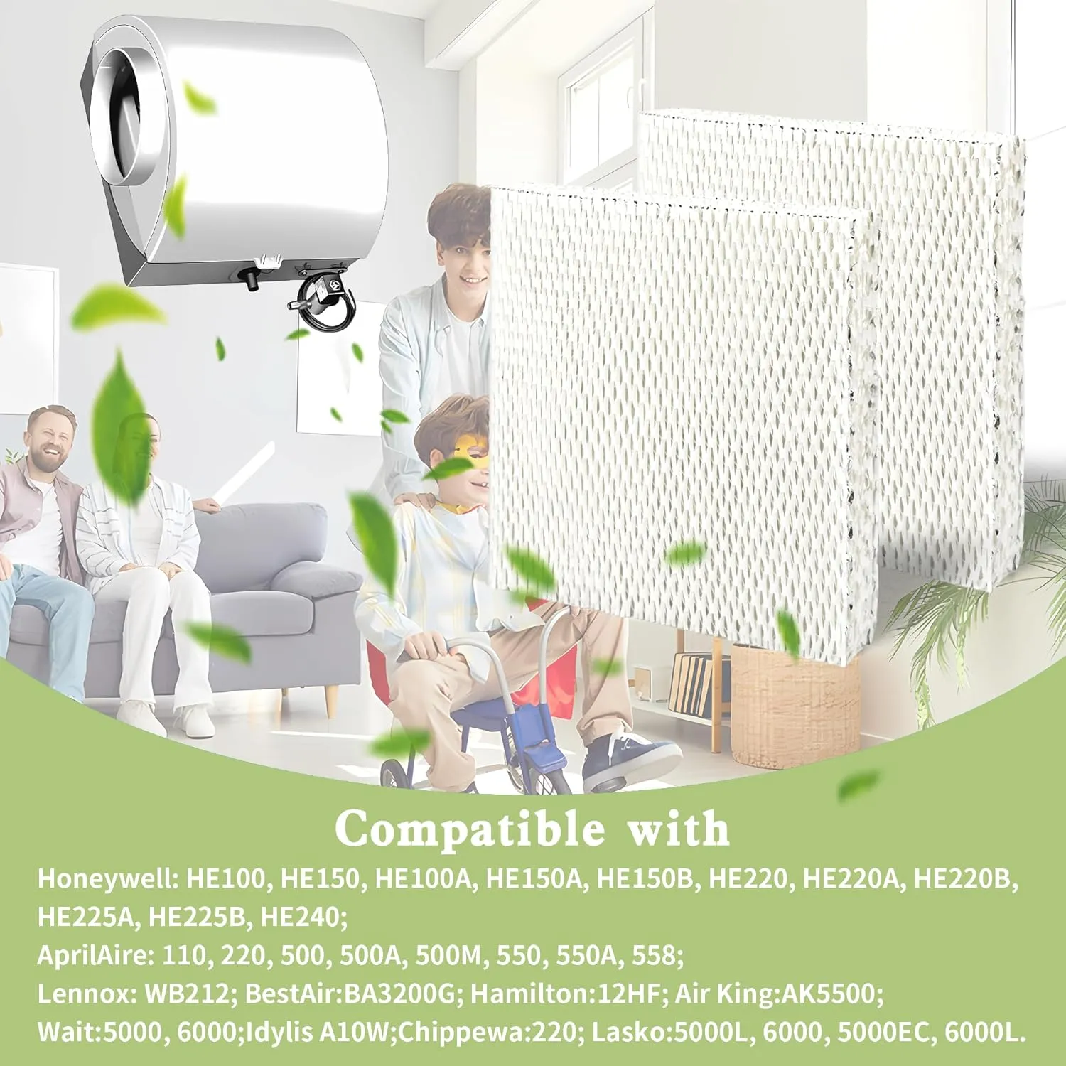 HC22P Humidifier Filter Pad Replacement Filter Wicks Compatible with Honeywell HE100 HE150 HE220 HE240 Aprilaire 110 220 550 550A Humidifiers-2 Pack