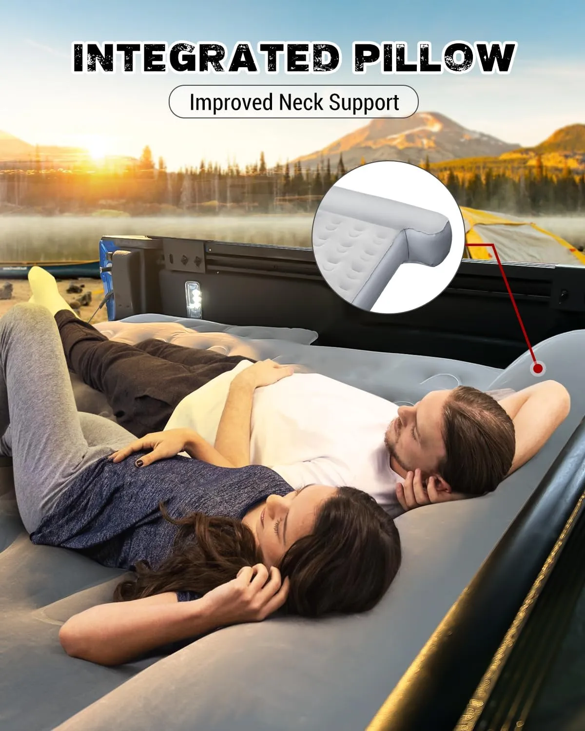 Heavy-Duty 5.5-5.8ft Truck Bed Air Mattress with Built-In Pump - Versatile Indoor & Outdoor Inflatable Truck Bed Mattress - Leak-Resistant Truck mattress full size, Extra Large Carry Bag for Camping