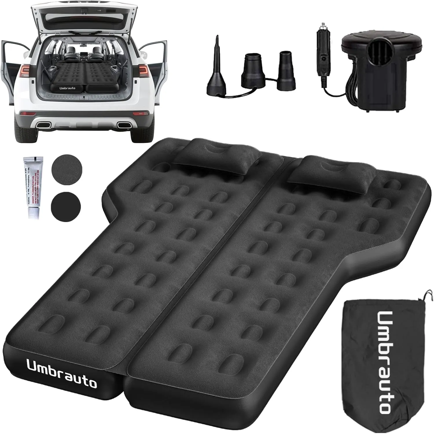 Heavy-Duty Durability SUV Air Mattress, Upgraded Thickened Inflatable Car Sleeping Airbed for Full Size SUV Back Trunk Camping, Van Travel Bed with Quick Inflation Electric Pump