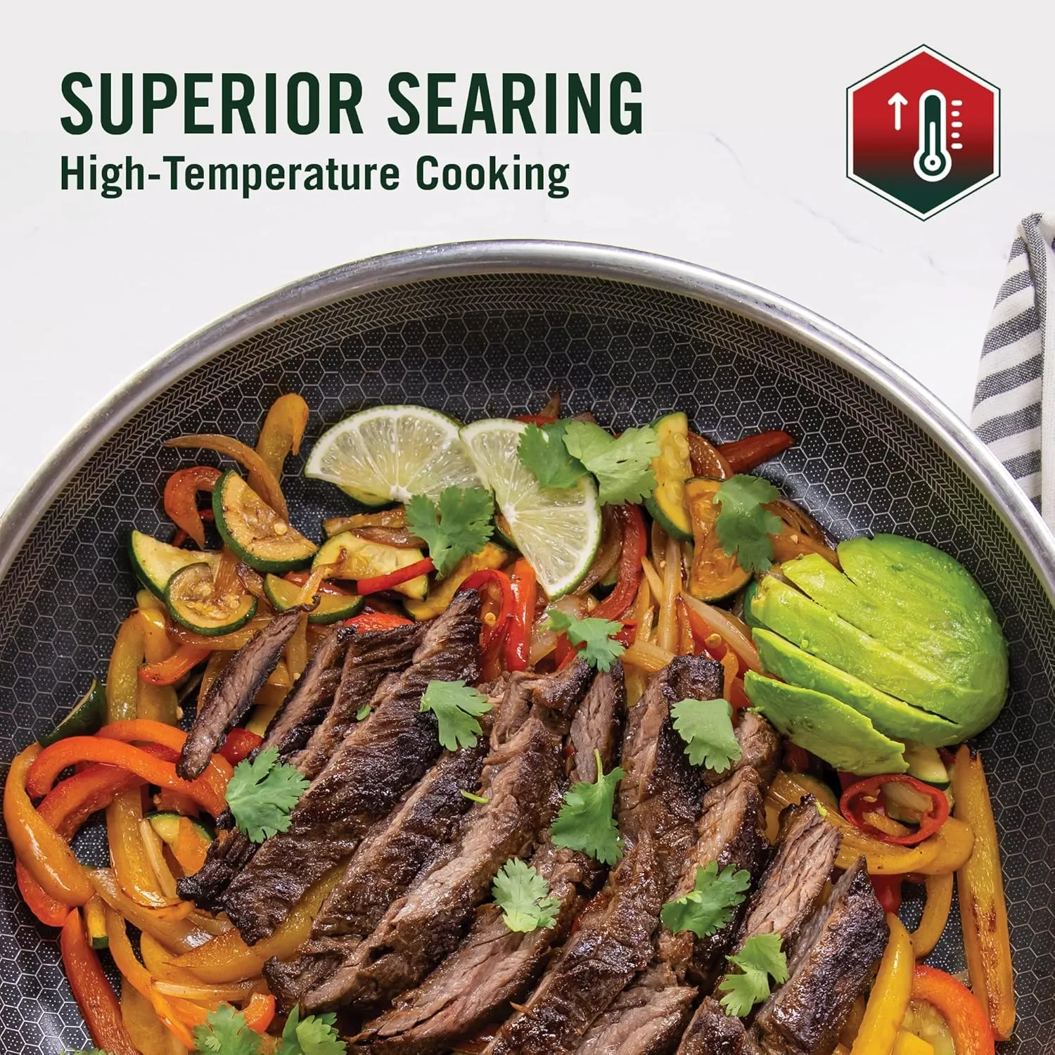 HexClad Hybrid Nonstick 10-Inch Frying Pan, Stay-Cool Handle, Dishwasher-Friendly, Oven-Safe Up to 900°F, Induction-Ready, Compatible with All Cooktops
