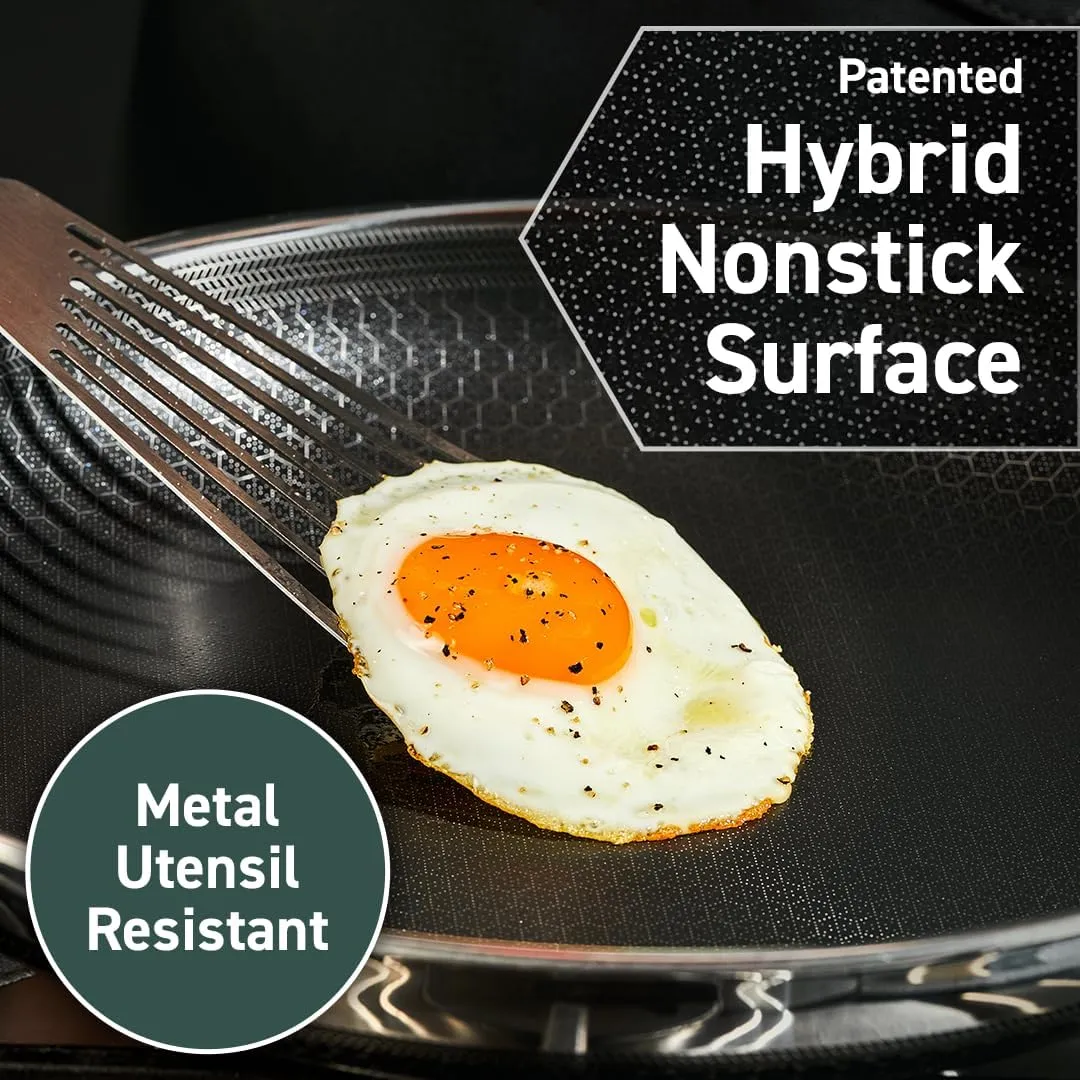 HexClad Hybrid Nonstick 10-Inch Frying Pan, Stay-Cool Handle, Dishwasher-Friendly, Oven-Safe Up to 900°F, Induction-Ready, Compatible with All Cooktops
