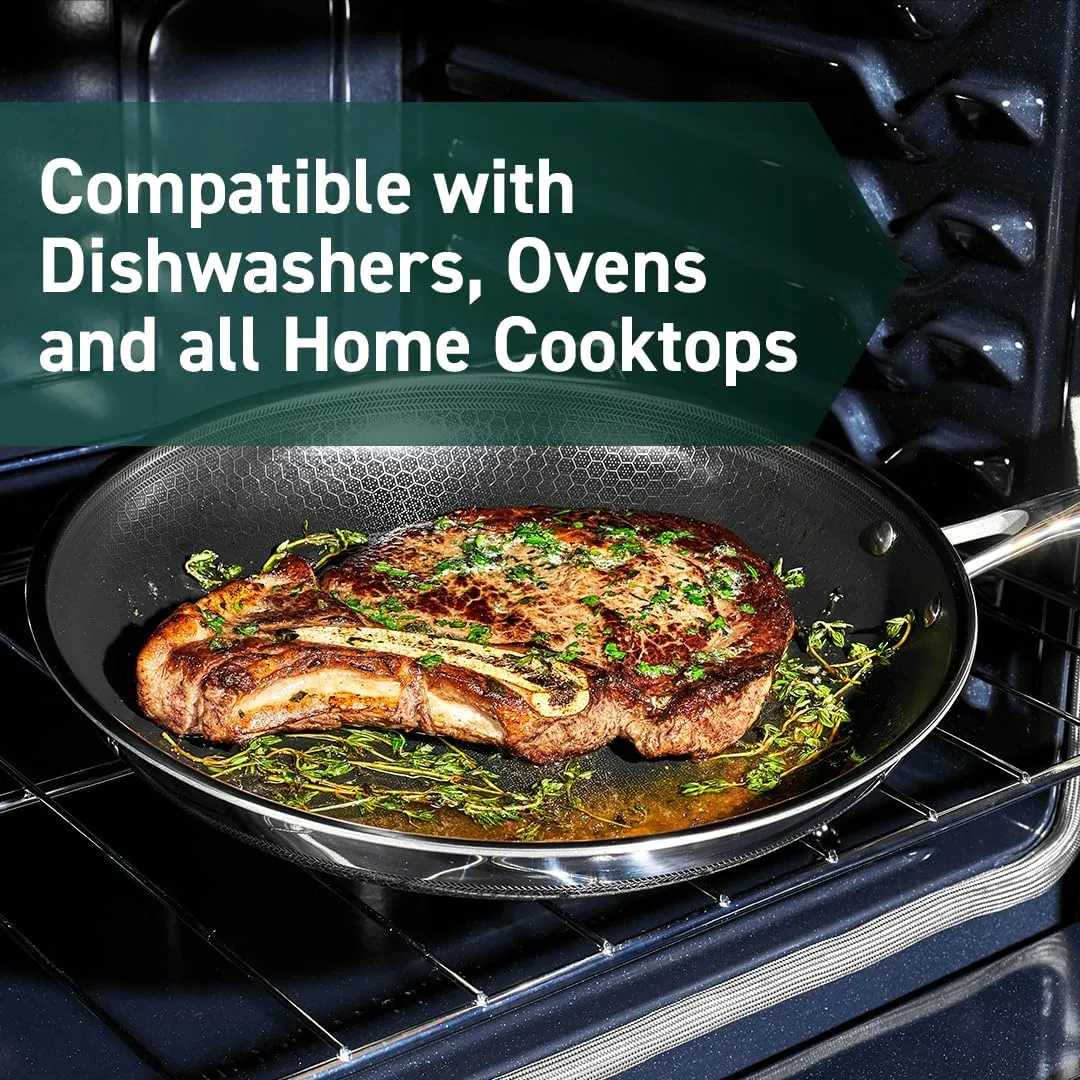HexClad Hybrid Nonstick 10-Inch Frying Pan, Stay-Cool Handle, Dishwasher-Friendly, Oven-Safe Up to 900°F, Induction-Ready, Compatible with All Cooktops