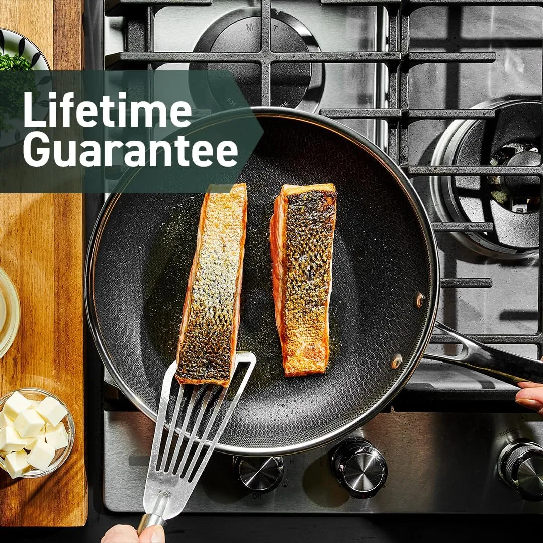 HexClad Hybrid Nonstick 10-Inch Frying Pan, Stay-Cool Handle, Dishwasher-Friendly, Oven-Safe Up to 900°F, Induction-Ready, Compatible with All Cooktops