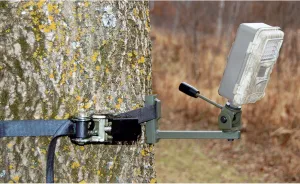 HME Trail Camera Holder Strap-On with 360-degree Rotational Camera Head | Compact Sturdy Adjustable Design | Easy Installation & Versatile Compatibility