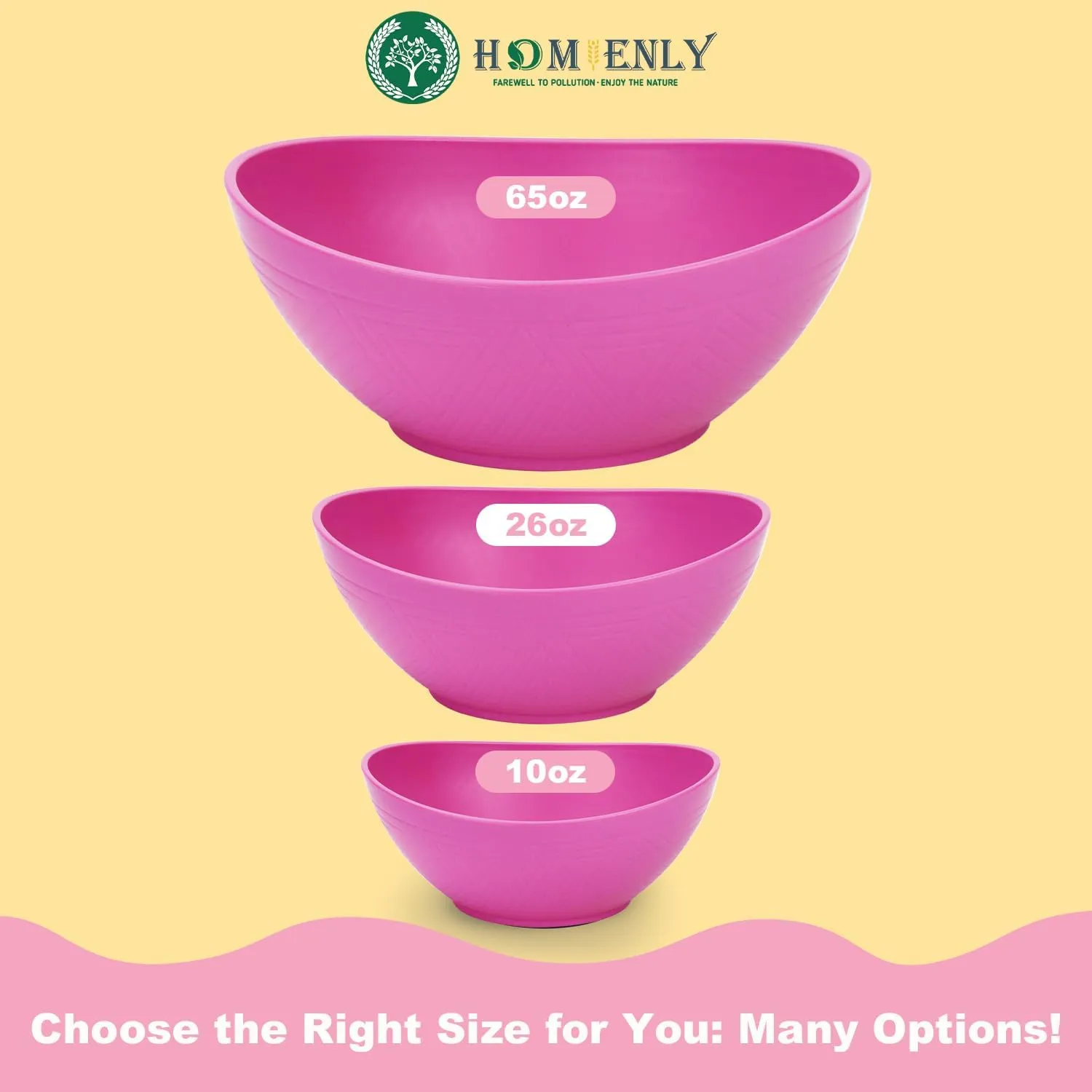 Homienly Wheat Straw Bowls, Alternative to Plastic Cereal Bowls Reusable - Set of 4, Unbreakable Bowl for Kitchen 26 OZ Microwave & Dishwasher Safe Bowl for Picnic,Dinner,Cereal - Pink Flower