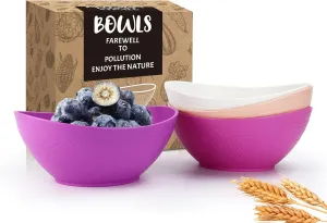 Homienly Wheat Straw Bowls, Alternative to Plastic Cereal Bowls Reusable - Set of 4, Unbreakable Bowl for Kitchen 26 OZ Microwave & Dishwasher Safe Bowl for Picnic,Dinner,Cereal - Pink Flower