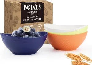 Homienly Wheat Straw Bowls Set Serving Bowls Plastic Bowls Reusable 26oz Microwave & Dishwasher Safe Cereal Bowls Unbreakable for Cereal,Salad,Fruit,Soup Bowls- Mondrian Style