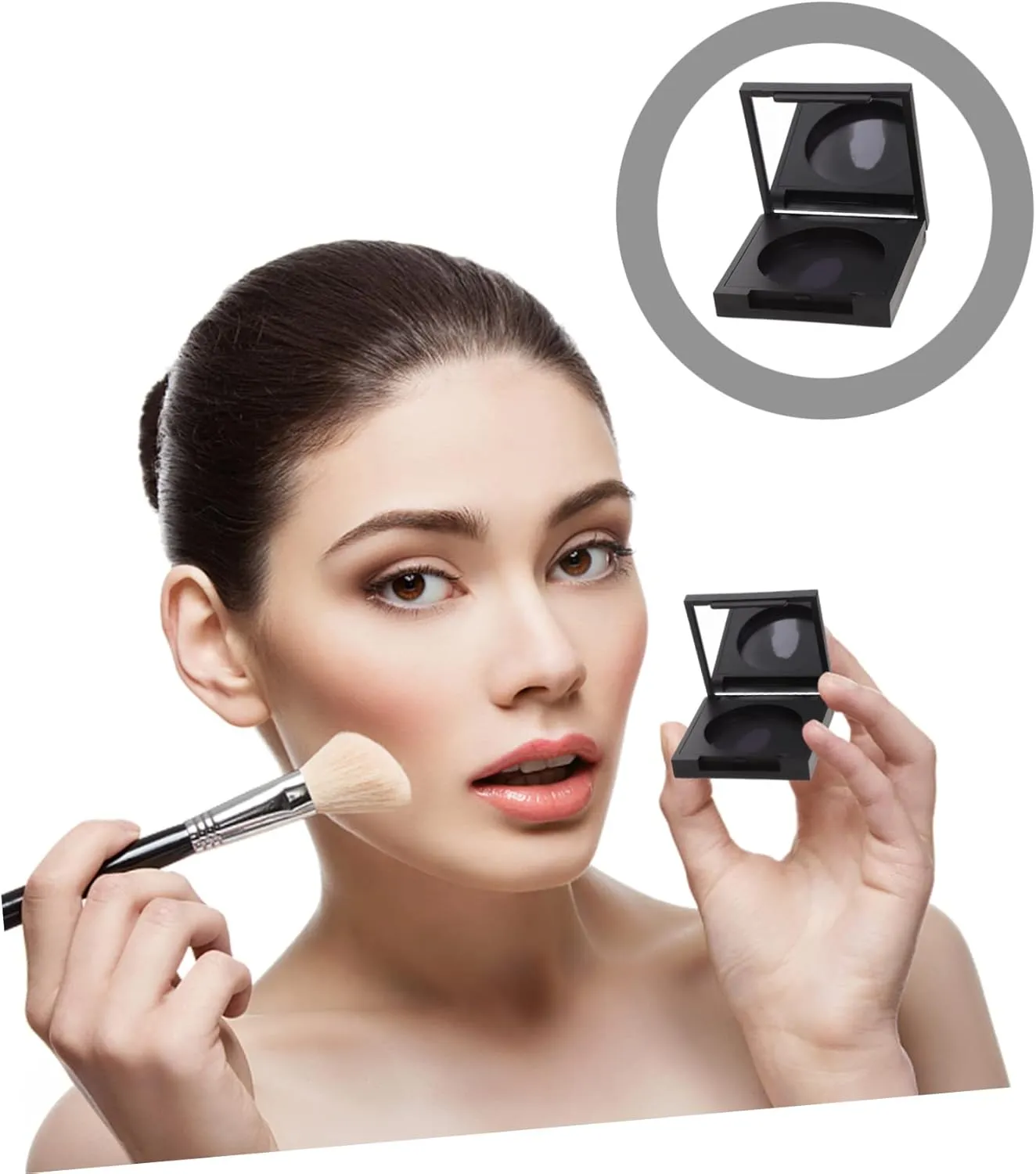 Housoutil 12 Pcs Blush Box Eyeshadow Box Palette Makeup Eyeshadow Transparent Eyeshadow Case with Mirror Sponge Eyeshadow Supplies Stain Cosmetic Jars with Lids Blush Organizer Black Plastic