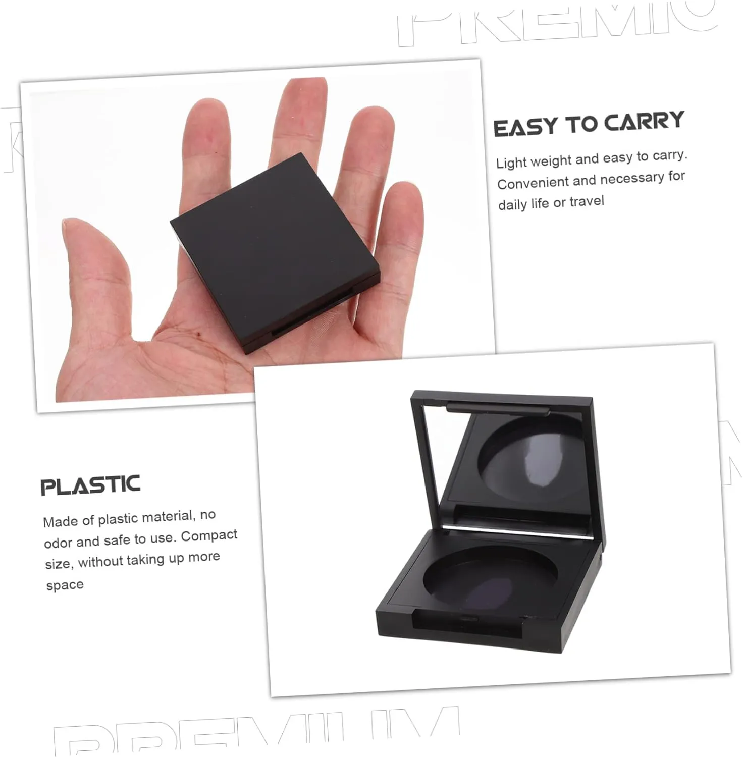 Housoutil 12 Pcs Blush Box Eyeshadow Box Palette Makeup Eyeshadow Transparent Eyeshadow Case with Mirror Sponge Eyeshadow Supplies Stain Cosmetic Jars with Lids Blush Organizer Black Plastic