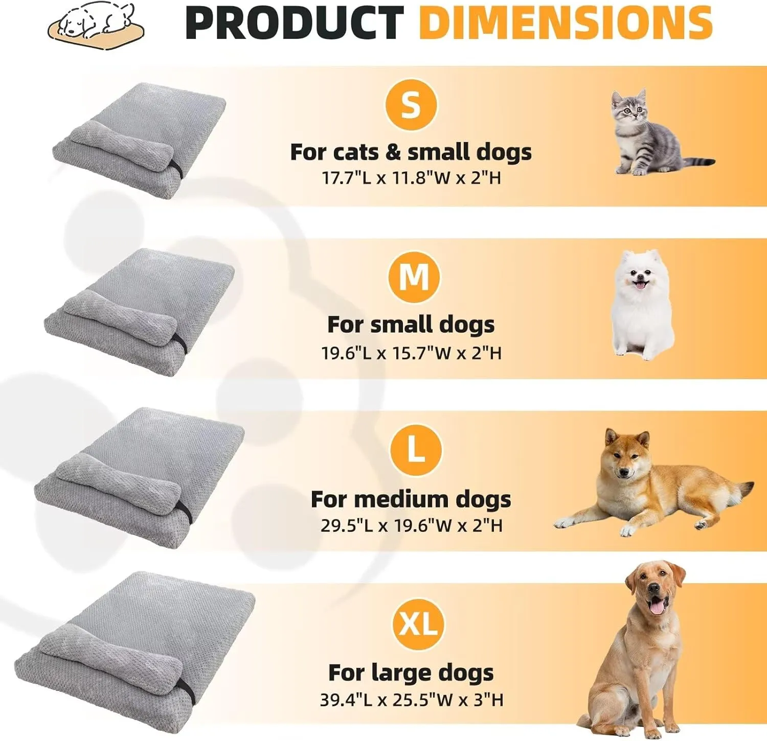 huraty Orthopedic Dog Bed with Bolster Pillow, Soft Plush Pet Bed Mat Non-Slip Bottom, Washable Pet Bed Mattress for Crate Kennel Suitable for Pets Up to 10 lbs, Pink 19.6x15.7x2 in