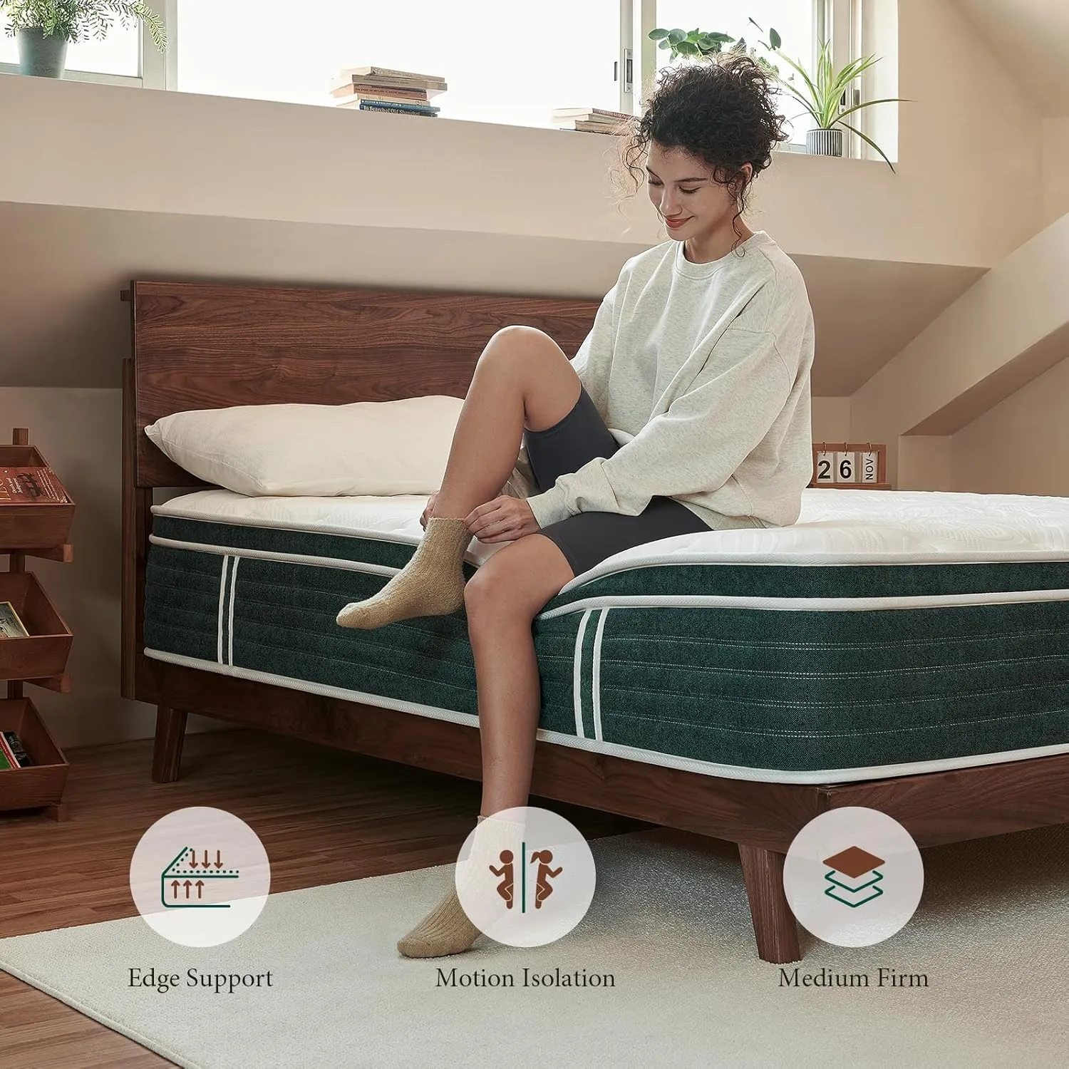 Hybrid 12 Inch Queen Mattress- Medium Firm - Contouring Gel Memory Foam & Innerspring Coils - Cooling Fiber- CertiPUR-US Certified - Pressure Relief Layers - No Fiberglass - Forever Warranty