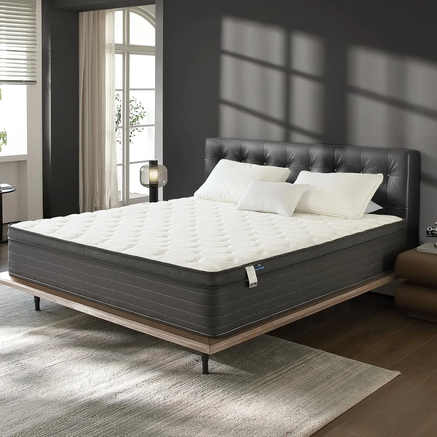 Hybrid Mattress Queen Size, 12 Inch Soft Queen Size with Hybrid Bed Mattress in a Box Pressure Relief, Cooling Farbic, Motion Isolation & Edge Support