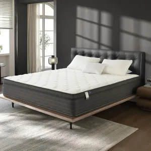 Hybrid Mattress Queen Size, 12 Inch Soft Queen Size with Hybrid Bed Mattress in a Box Pressure Relief, Cooling Farbic, Motion Isolation & Edge Support