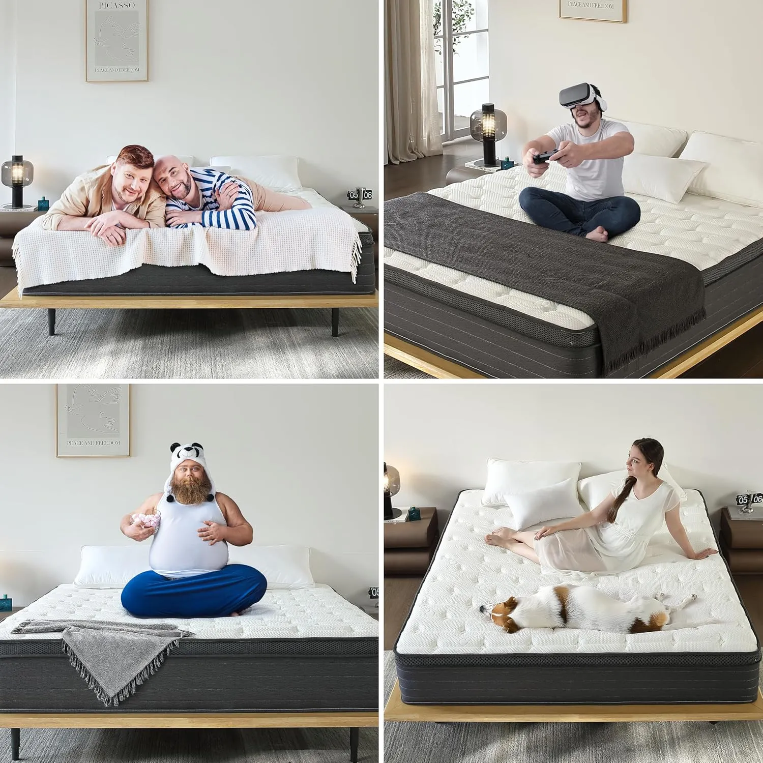 Hybrid Mattress Queen Size, 12 Inch Soft Queen Size with Hybrid Bed Mattress in a Box Pressure Relief, Cooling Farbic, Motion Isolation & Edge Support