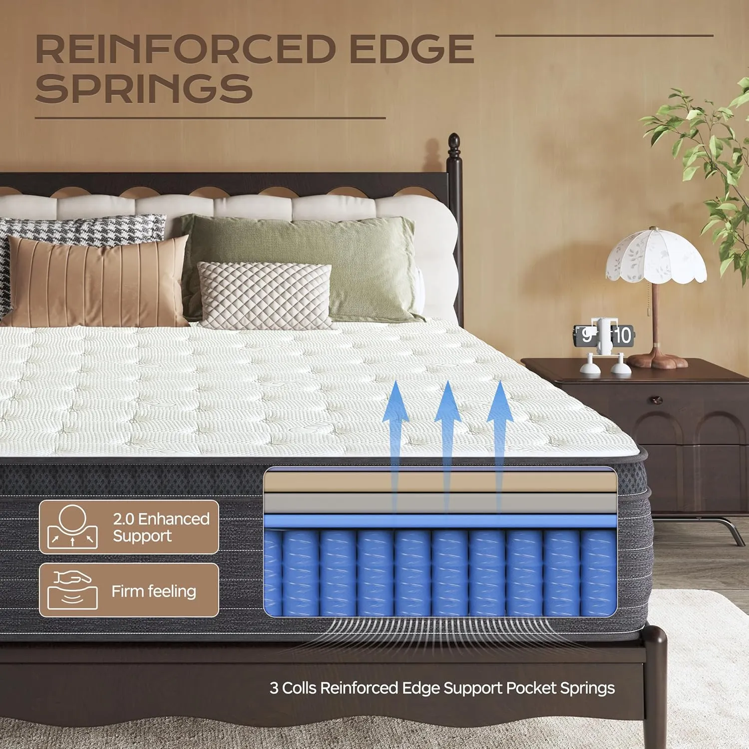 Hybrid Mattress Queen Size, 12 Inch Soft Queen Size with Hybrid Bed Mattress in a Box Pressure Relief, Cooling Farbic, Motion Isolation & Edge Support