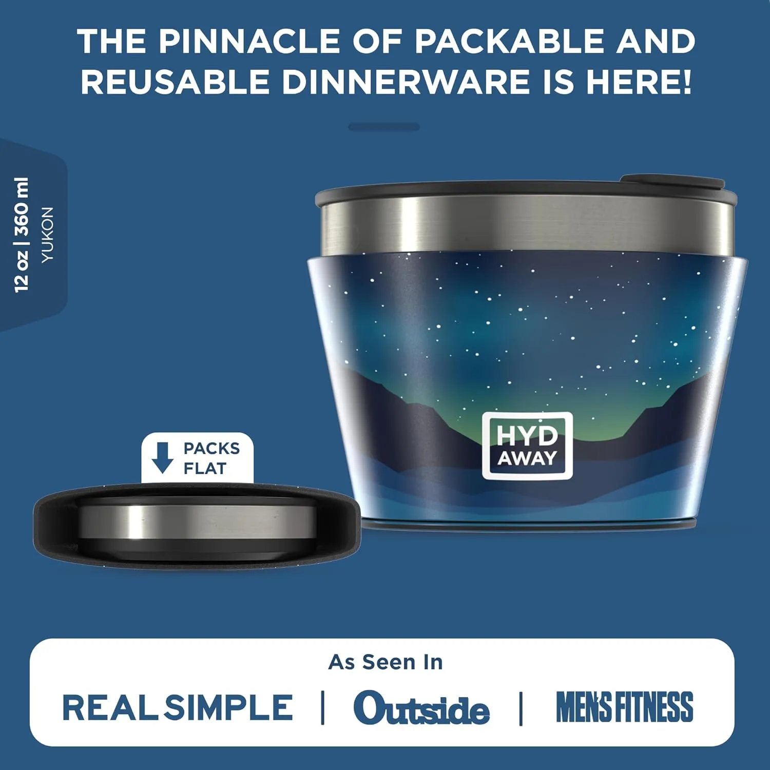 HYDAWAY 1.5-Cup Collapsible Insulated Bowl with Lid - BPA-Free, Leak-Resistant, and Ultra-Compact for Travel, Camping & Everyday Meals