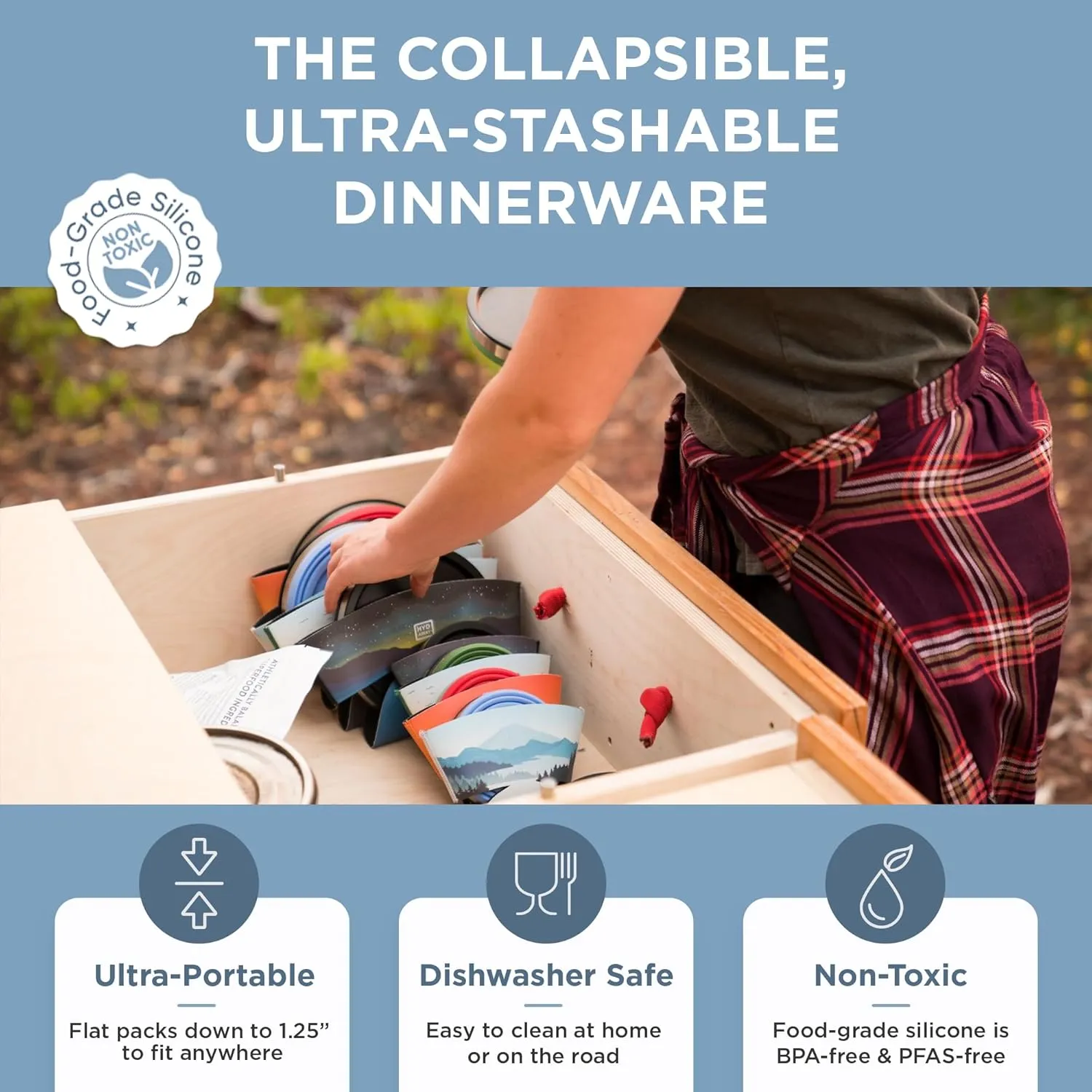 HYDAWAY 1.5-Cup Collapsible Insulated Bowl with Lid - BPA-Free, Leak-Resistant, and Ultra-Compact for Travel, Camping & Everyday Meals