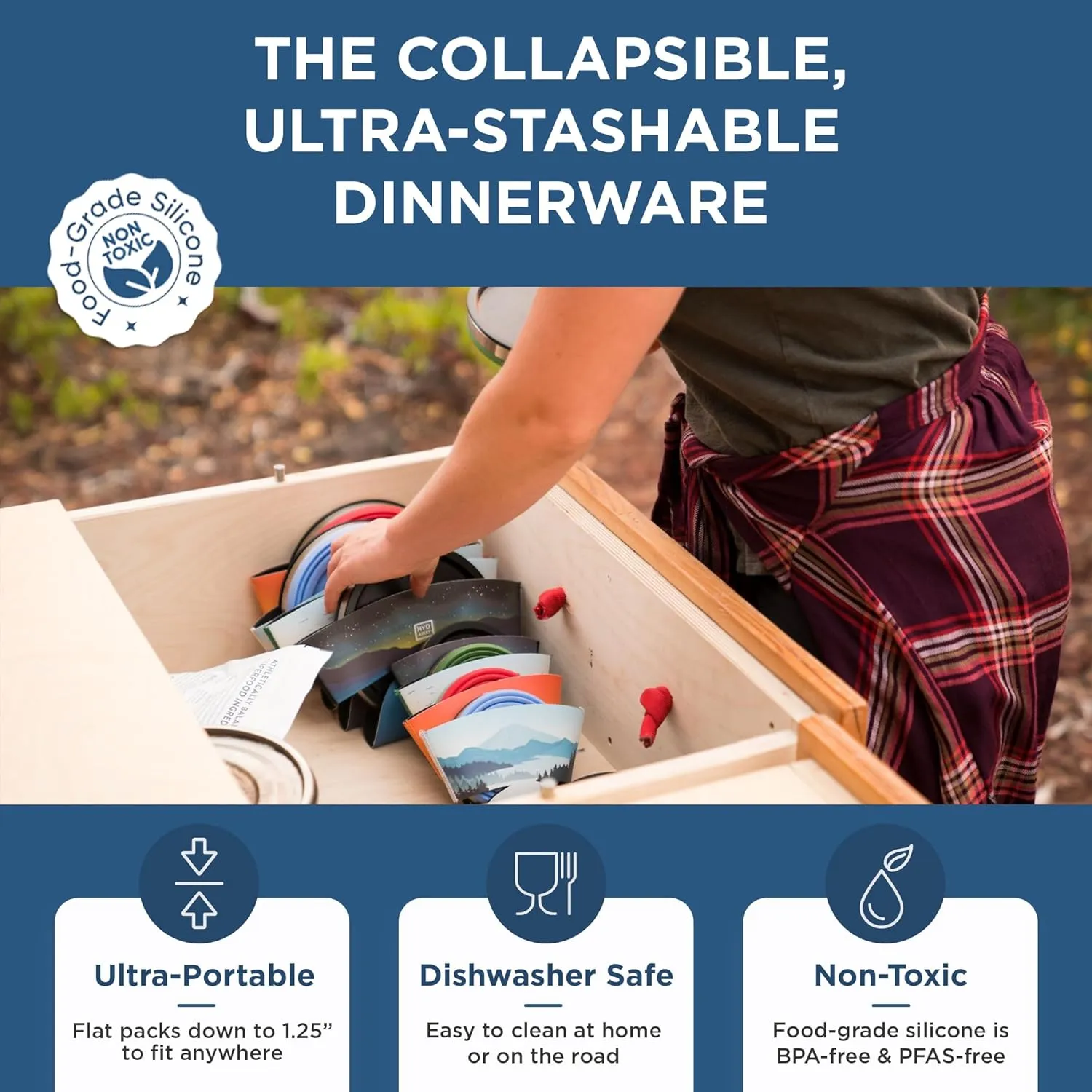 HYDAWAY 1.5-Cup Collapsible Insulated Bowl with Lid - BPA-Free, Leak-Resistant, and Ultra-Compact for Travel, Camping & Everyday Meals
