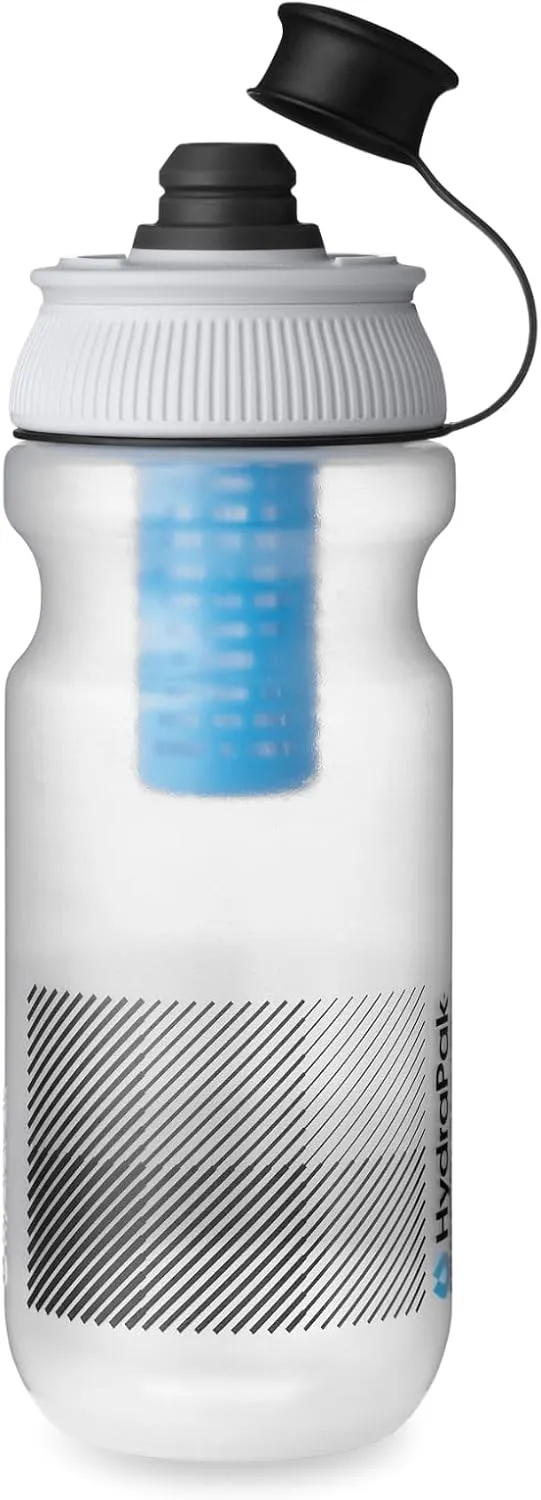 HydraPak Breakaway  Filter Water Bottle (20oz or 30oz) - Hike & Bike Squeeze Water Bottle, Fits Backpacks & Bike Cages - Clear