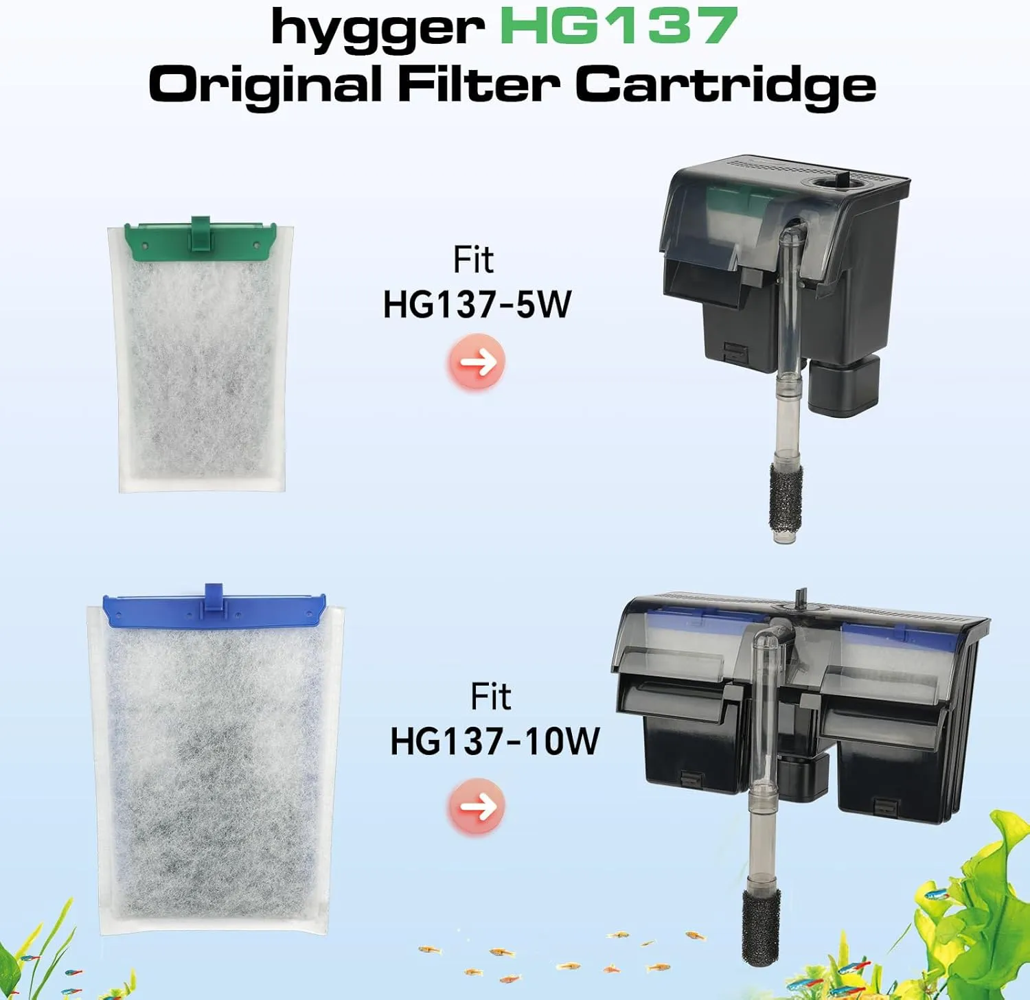 hygger HG137-5W Bio-Bag Filter Cartridges for Aquarium: 16 Pack Aquarium Replacement Filter Cartridges
