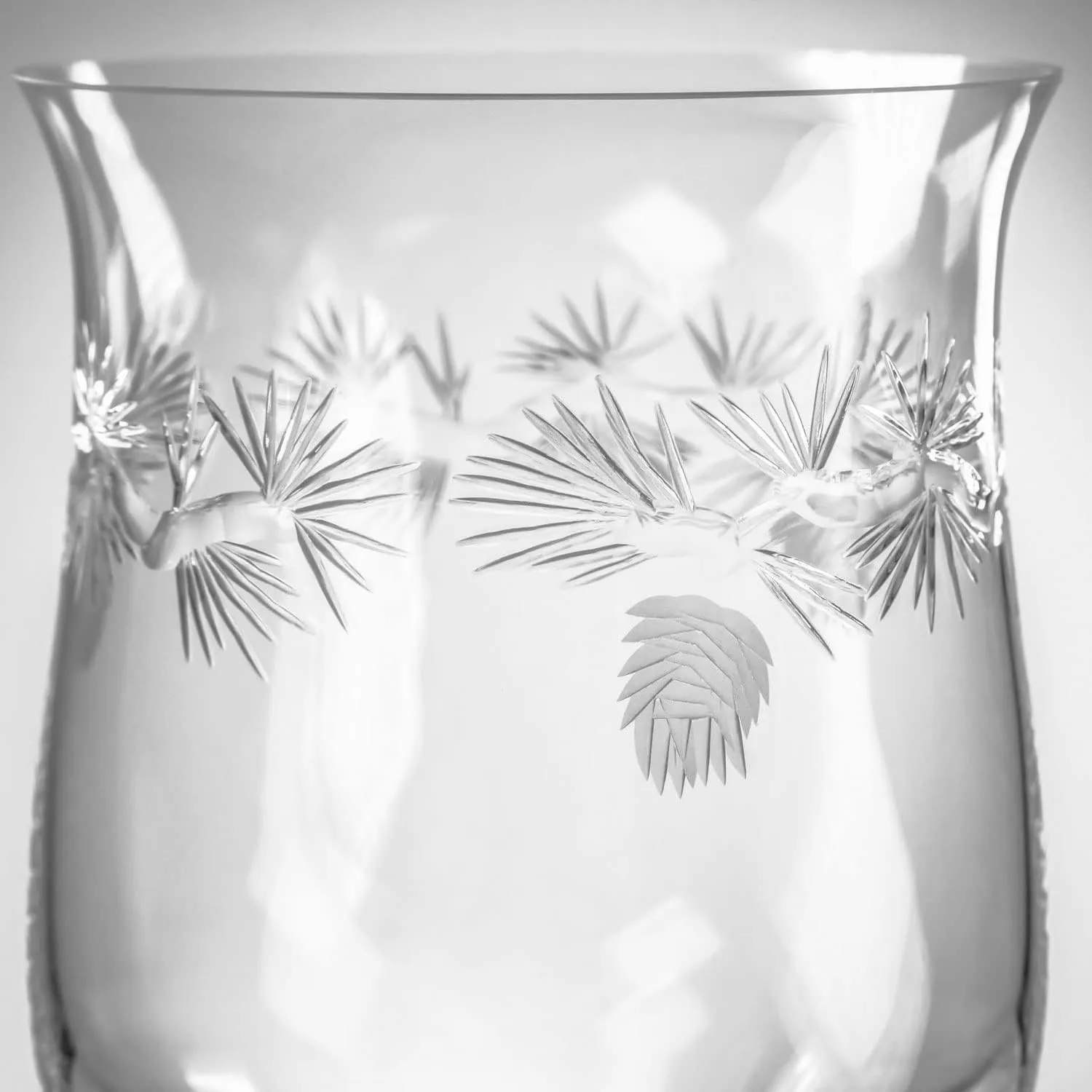 Icy Pine Glass Hurricane Candleholder | 8-inch Engraved Hurricane Vase | Lead-Free and Diamond-Wheel Engraved | Multi-use Pillar, Candle Holder, Flower Vase, Centerpiece