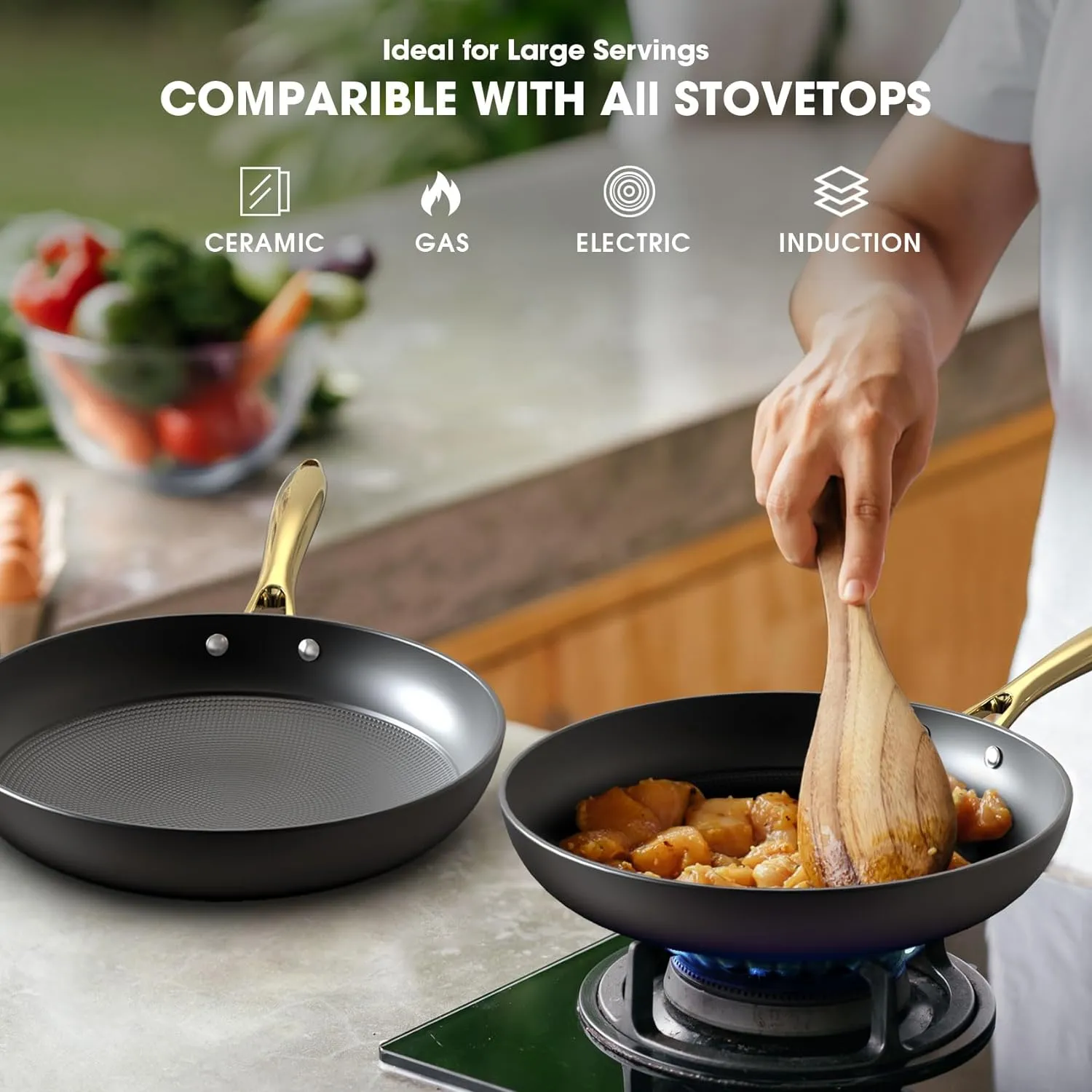imarku Non Stick Frying Pans, Cast Iron Skillets 2Pcs - 8 inch & 12 Inch Nonstick Frying Pan, Long Lasting Frying Pan Set, Professional Frying Pans Nonstick, Oven Safe Pan, Father's Day Gifts for Dad