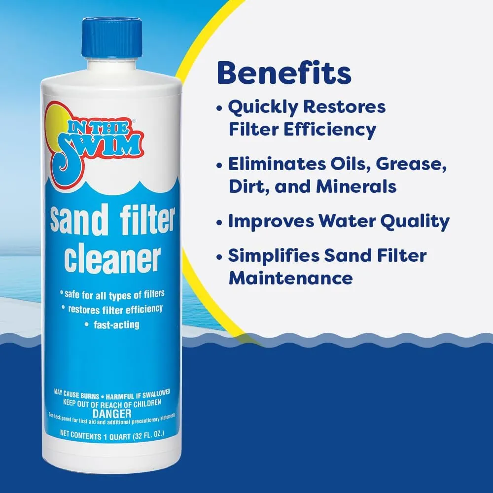 In The Swim Liquid Sand Filter Cleaner – Fast-Acting Concentrated Formula for Improved Pool Water Filtration - 1 Quart