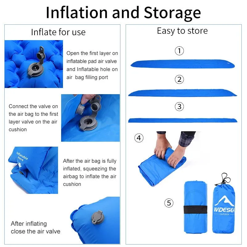 Inflatable Camping Mattress – Folding Sleeping Pad with Pump Bag