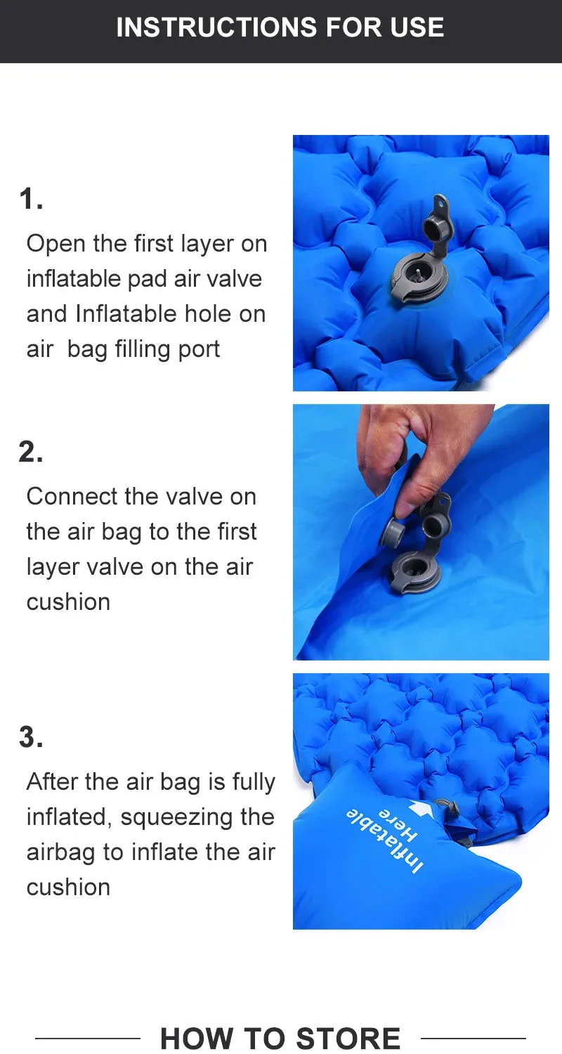 Inflatable Camping Mattress – Folding Sleeping Pad with Pump Bag