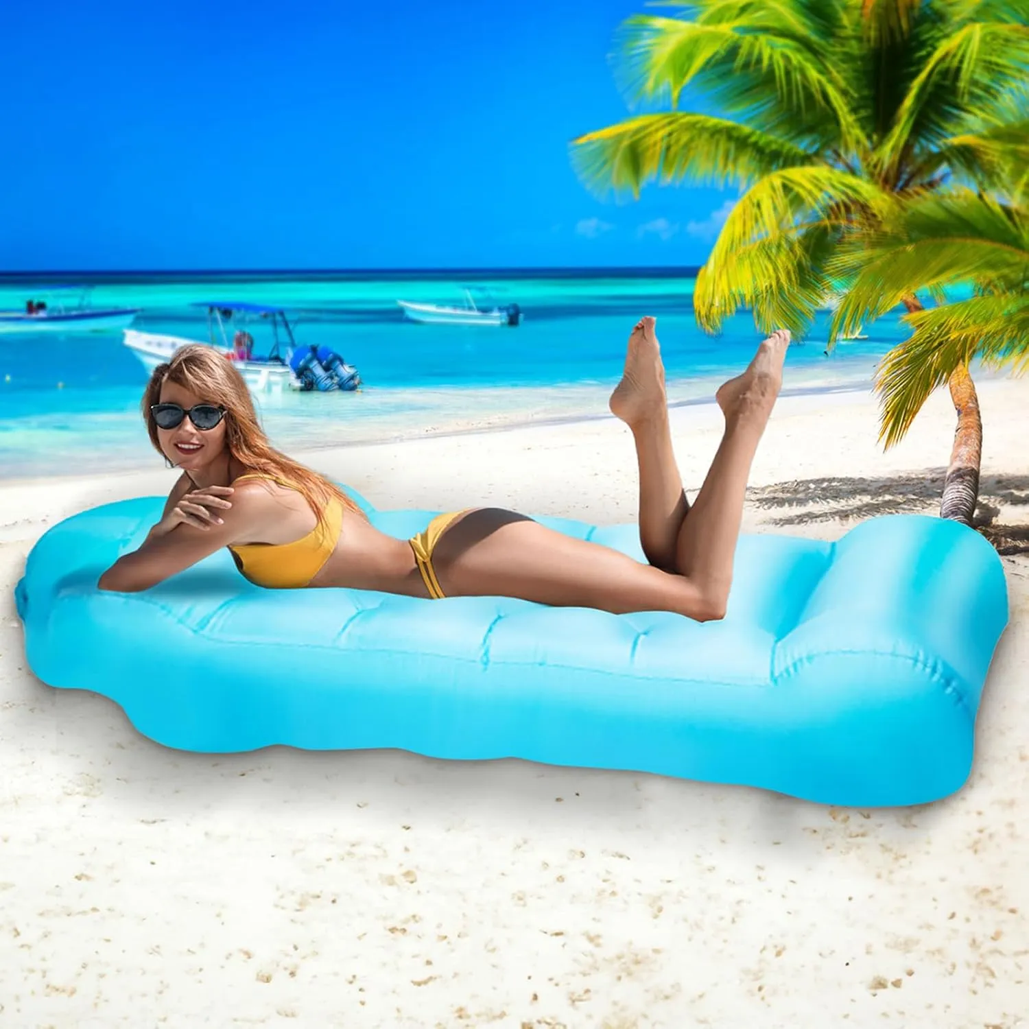 Inflatable Couch, Inflatable Chair Camping Accessories for Camping Pool Beach, Portable Lightweight Air Mattress, Easy Setup Inflatable Lounger for Hiking, Beach Chair and Music Festivals