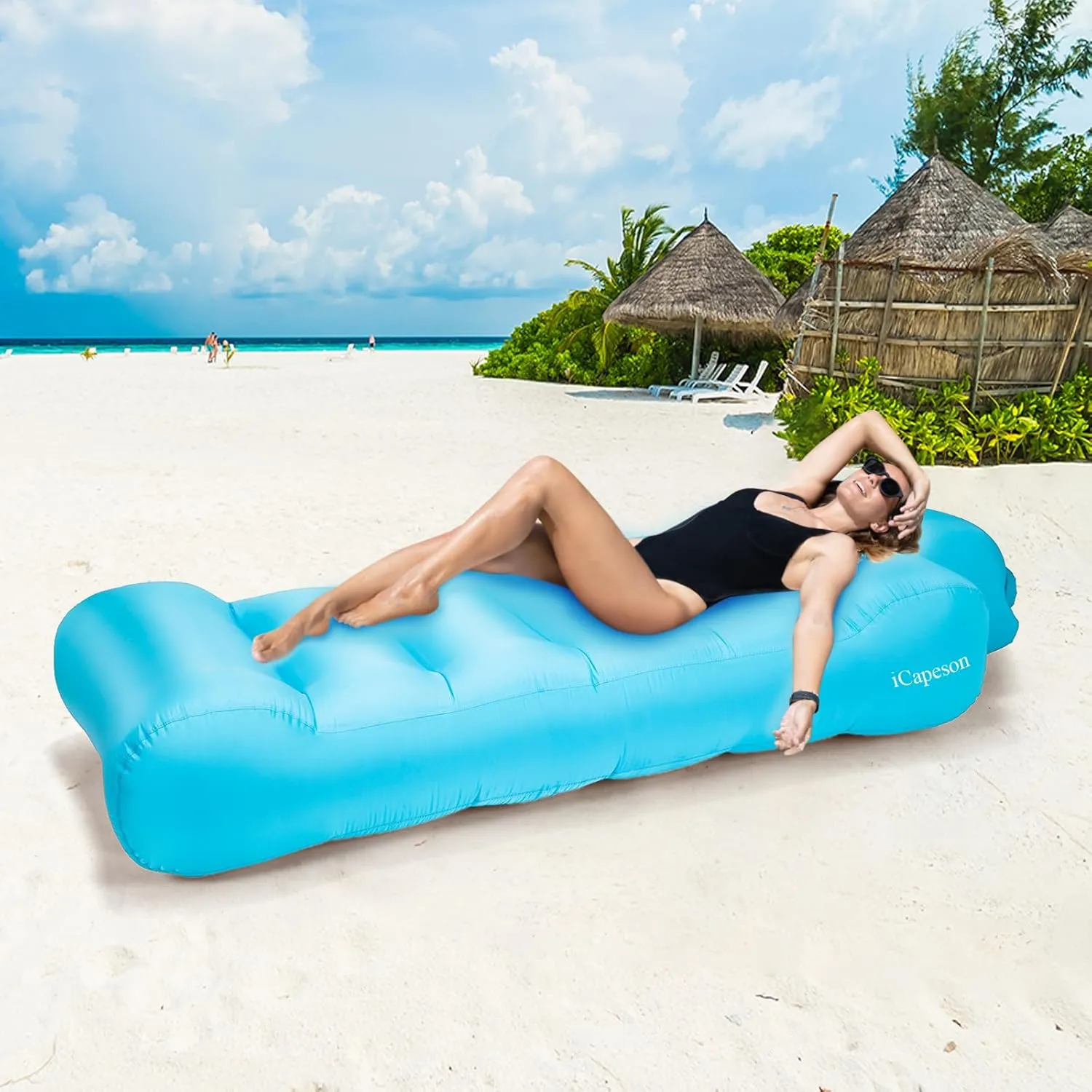 Inflatable Couch, Inflatable Chair Camping Accessories for Camping Pool Beach, Portable Lightweight Air Mattress, Easy Setup Inflatable Lounger for Hiking, Beach Chair and Music Festivals