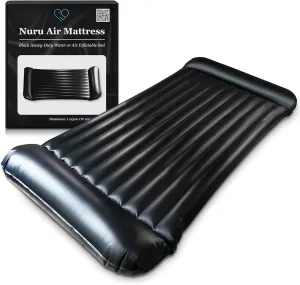 Inflatable Nuru Massage Air Mattress | Black Durable PVC Waterproof | 88'' x 48'' x 6'' | Protection Against Oil, Water-Based, and Silicone-Based Products