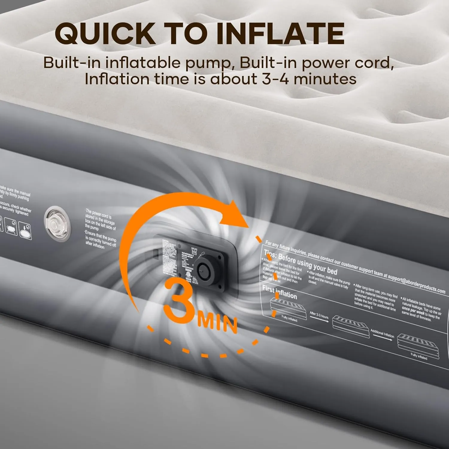InnoTruth Queen Air Mattress with Built in Pump, Inflatable Blow up Mattress, 18" Raised Colchones Inflables Air Bed for Guests & Home, Ideal for Home Use and Outdoor Camping, 600lb Weight Capacity