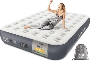 InnoTruth Queen Camping Air Mattress with Built-in Pump, 13" Raised Comfort, Durable Inflatable Bed for Home & Guests, Gift for Mom, Ideal for Travel, Dark Gray