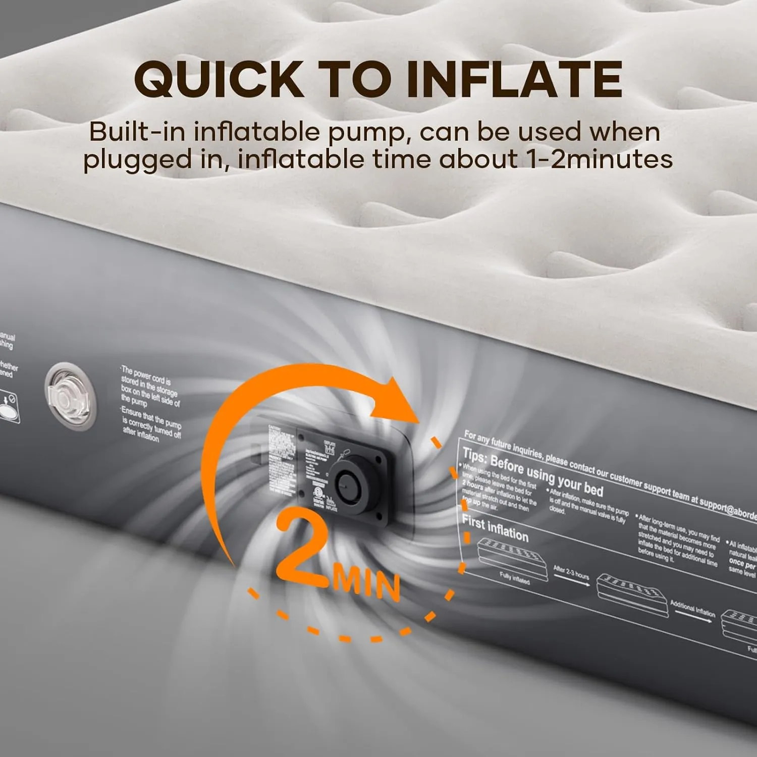InnoTruth Twin Camping Air Mattress with Built-in Pump, Durable Inflatable Mattress for Home & Guests, 13" Raised Comfort, Gift for Mom, Ideal for Travel, Dark Gray
