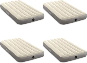 Intex 64101E Dura-Beam Standard Series Single Height Inflatable Air Mattress, with 2 in 1 Extra Wide Valves, Supports Up to 300 pounds, Twin (4 Pack)