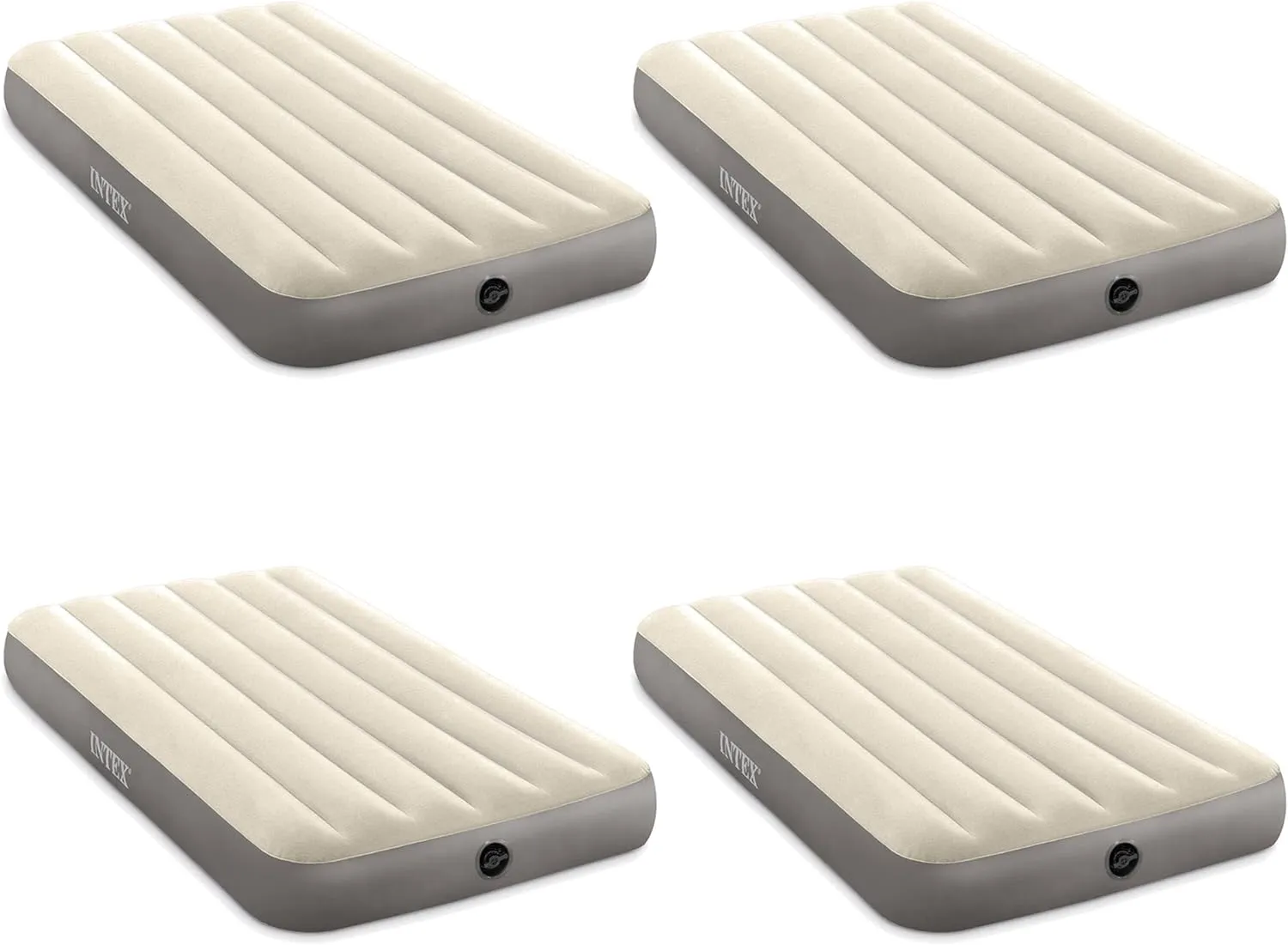 Intex 64101E Dura-Beam Standard Series Single Height Inflatable Air Mattress, with 2 in 1 Extra Wide Valves, Supports Up to 300 pounds, Twin (4 Pack)