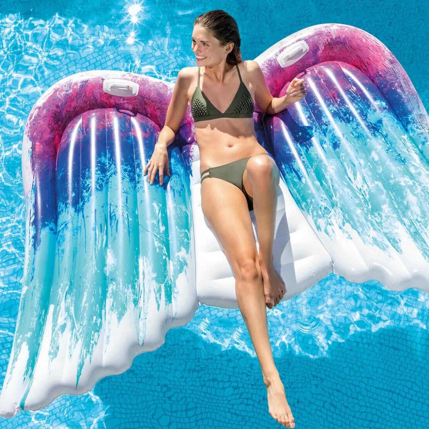 Intex Pool Float Inflatable Angel Wings Mat Lounger with Handles 251 x 160 cm