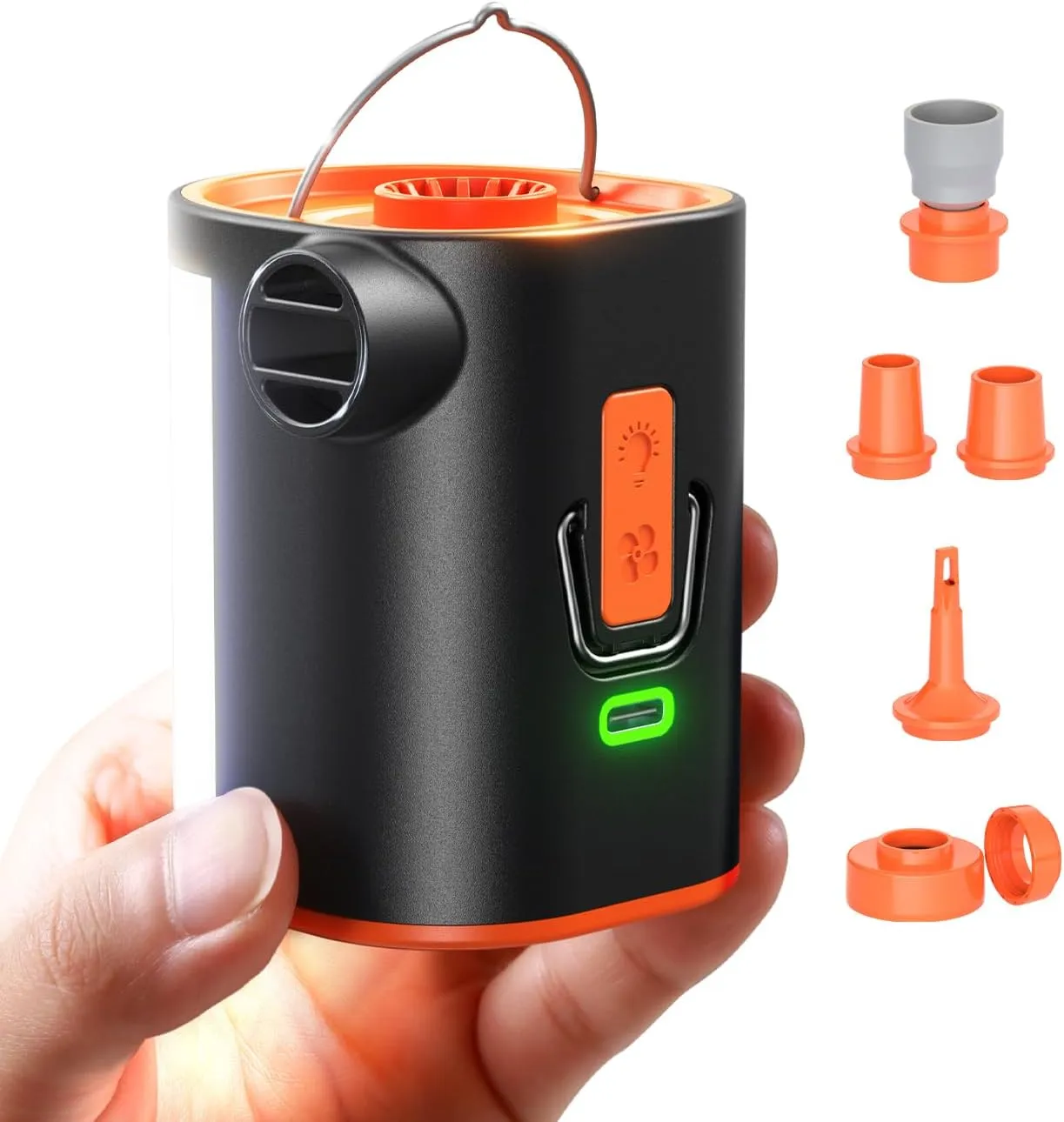 JOYROOM Portable Air Pump for Inflatables with 3600 mAh Battery & Camping Light, Ultra-Fast and Mini Electric Air Pump, Inflate Deflate for Air Mattress, Pool Floats, Vacuum Storage Bags, Camping Bed