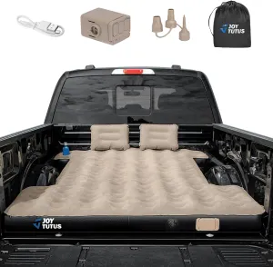 JOYTUTUS Truck Bed Air Mattress for 5.5-5.8Ft with Built-in Air Pump,Full Size Short Beds Inflatable Mattress for Outdoor Camping, with Carry Bag & Cup Holder