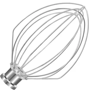 K5A Stainless Steel Whisk for KitchenAid 5 Qt Bowl-Lift Stand Mixer, 6 Wire Whip Compatible with K4/5, K5SS, KSM5, KG25, KF26, KP50, KSM6573, KSM6521 Heavy Duty, 18/8 Stainless Steel, Dishwasher Safe