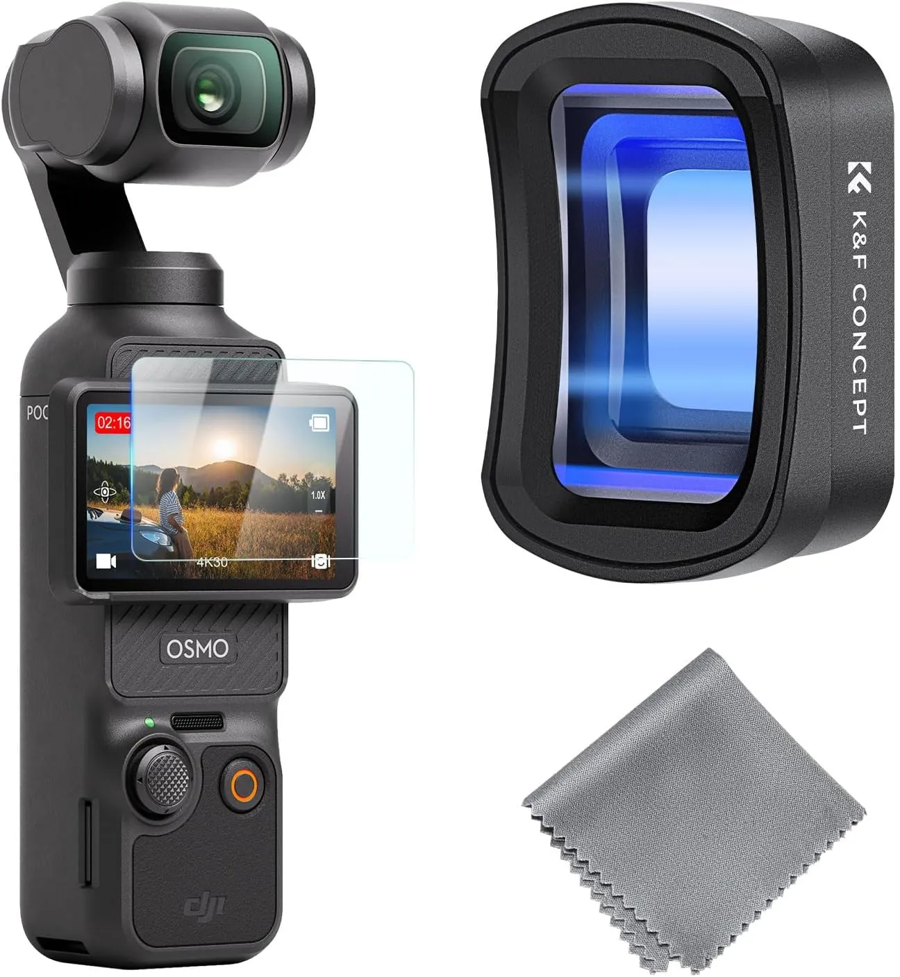 K&F Concept 1.2X Anamorphic Lens Compatible with DJI Osmo Pocket 3, Blue Streak Effect Widescreen Cinematic Lens, Magnetic Attach/Multi-Coated/Optical Glass