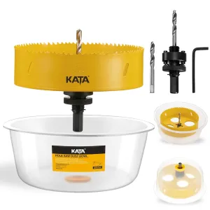 KATA Hole Saw for Recessed Lights: 6 Inch Hole Saw for Recessed Lighting with Dust Bowl - 6 In Hole Drill Cutter with Silicone Dust Catcher Tool for Drywall on Ceiling - Installing LED Can Light Home
